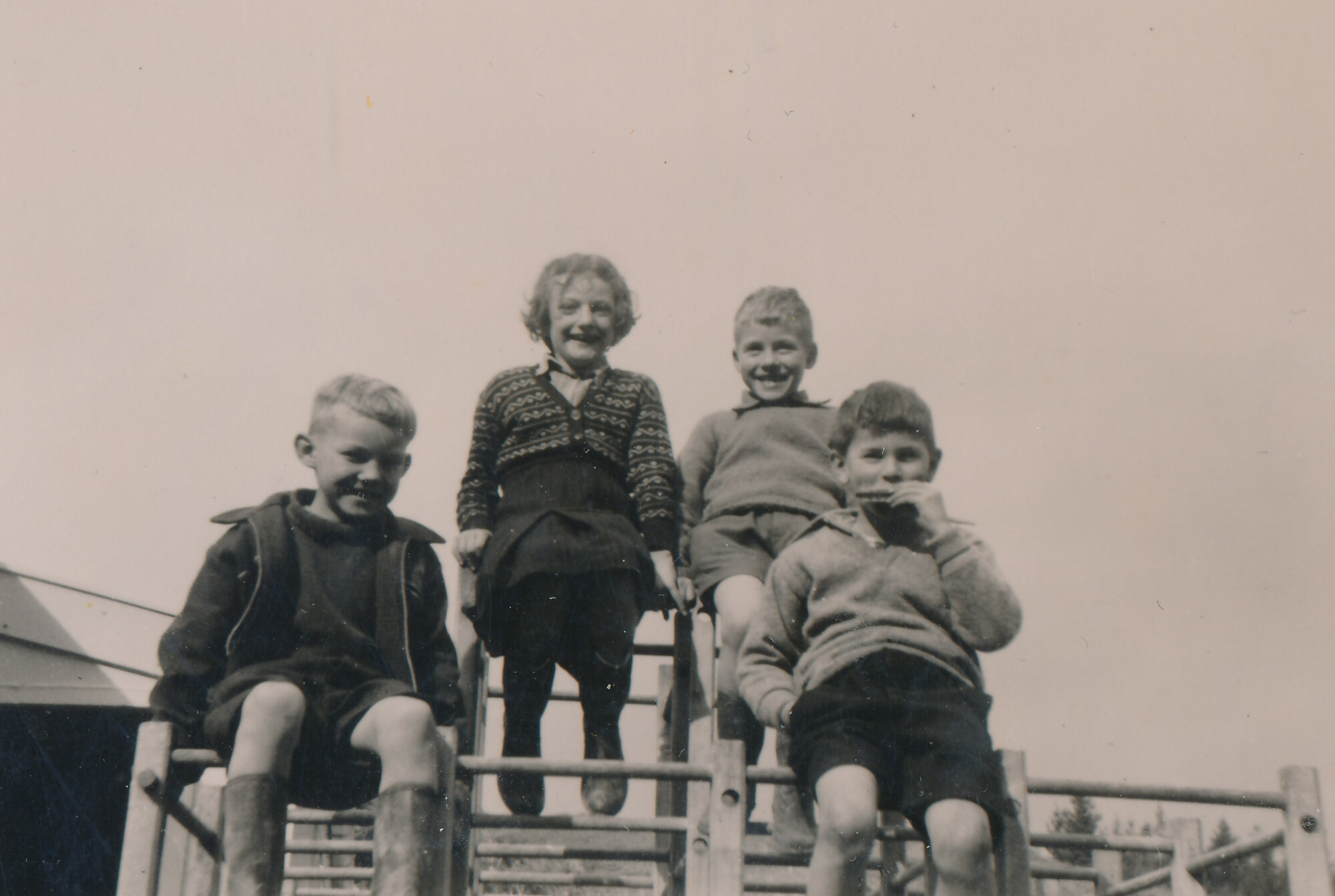 Te Marua School; Children on jungle gym; Circa 1955