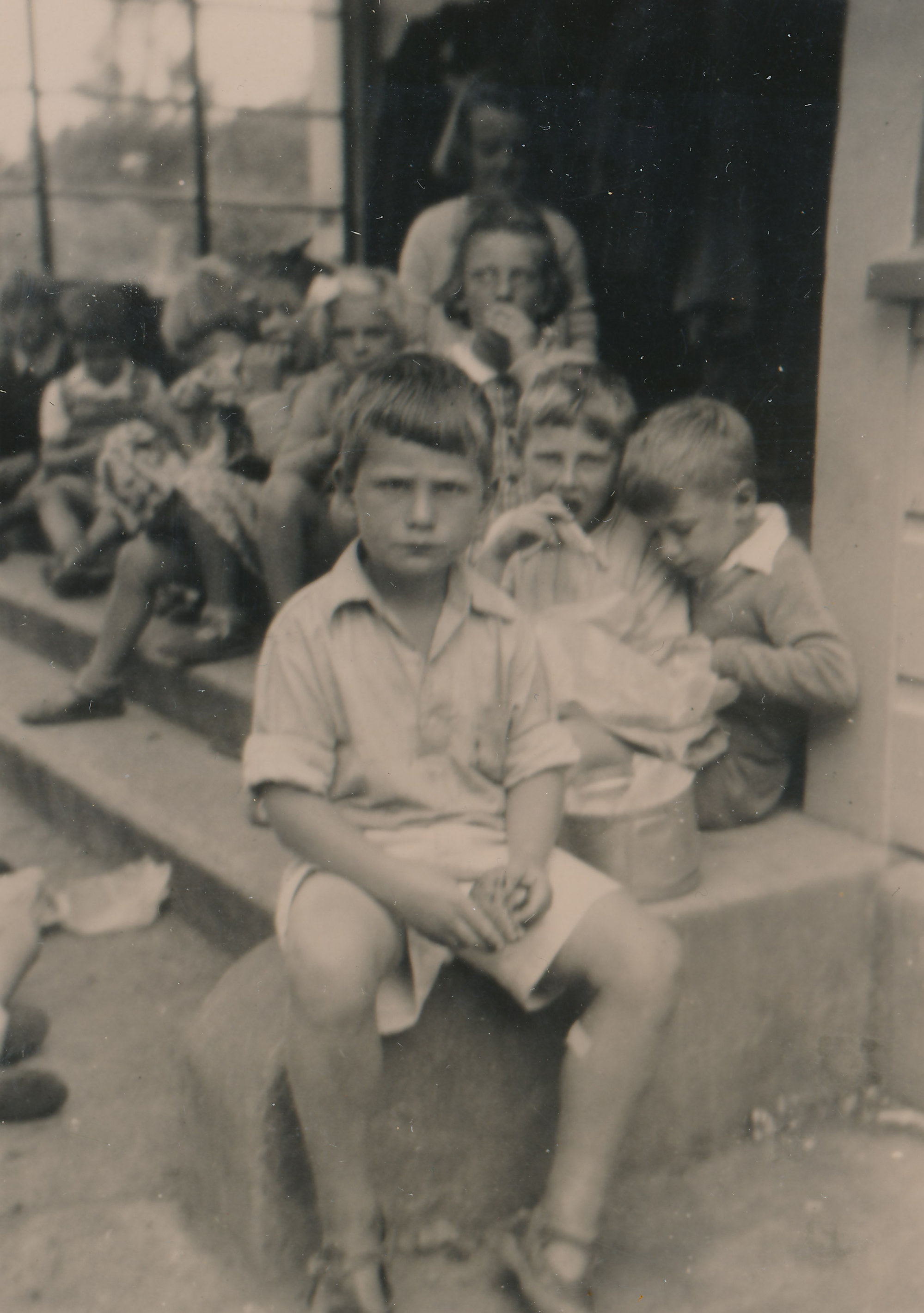 Te Marua School; children Sitting on Steps; Circa 1955