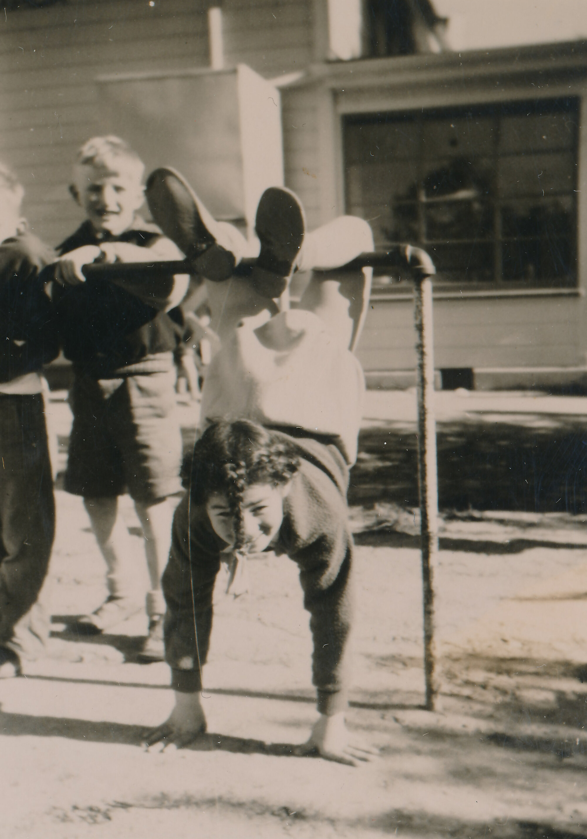 Te Marua School; Child Playing on Monkey Bars; Circa 1955