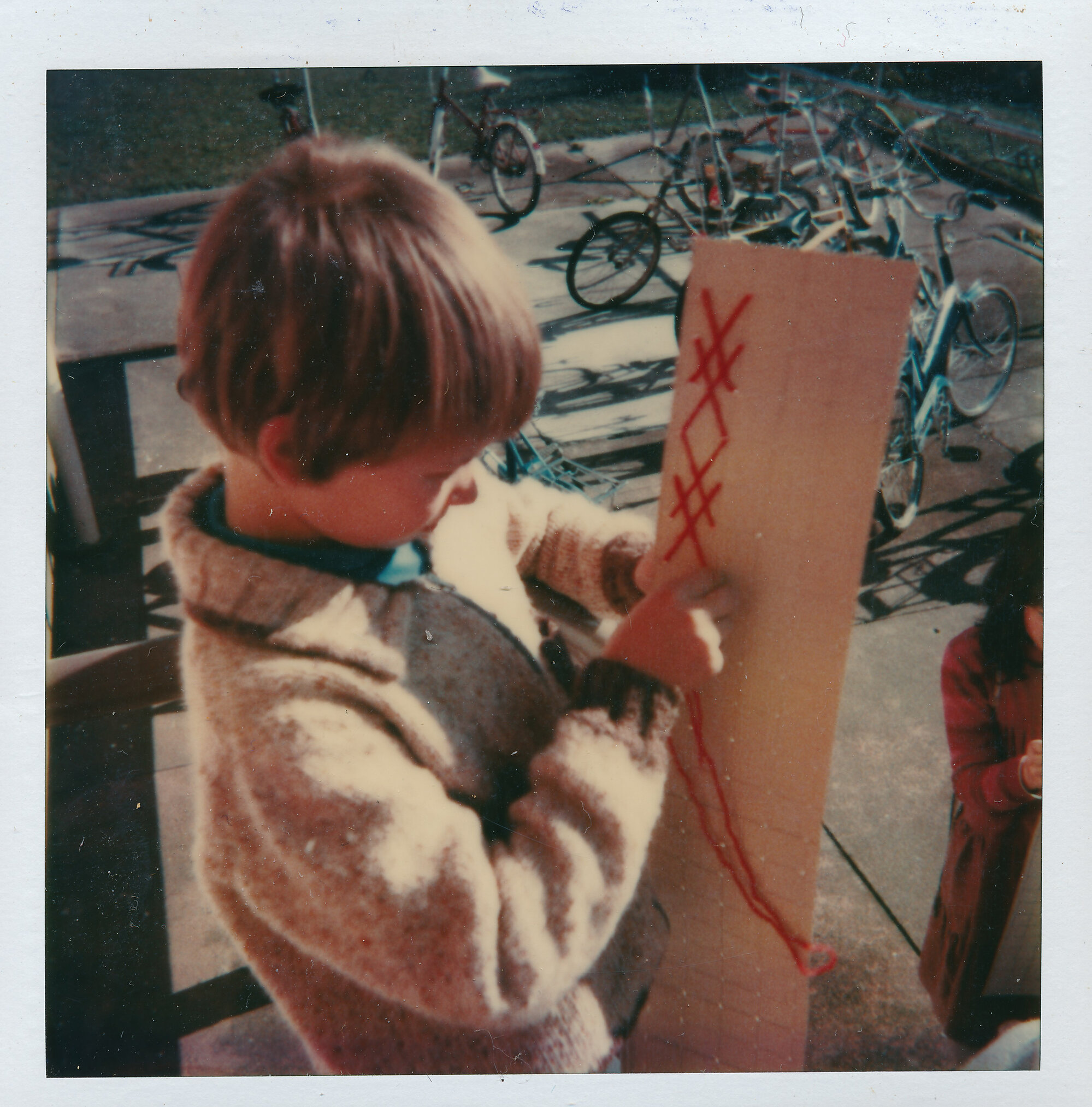 Brown Owl School 1980; making tukutuku