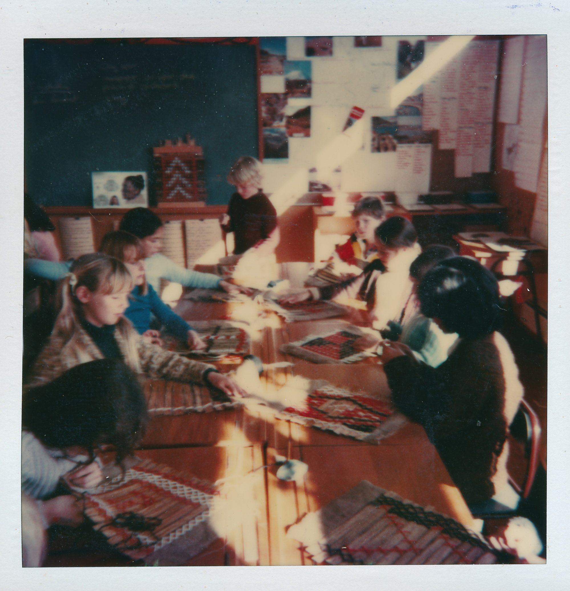 Brown Owl School 1980; making tukutuku