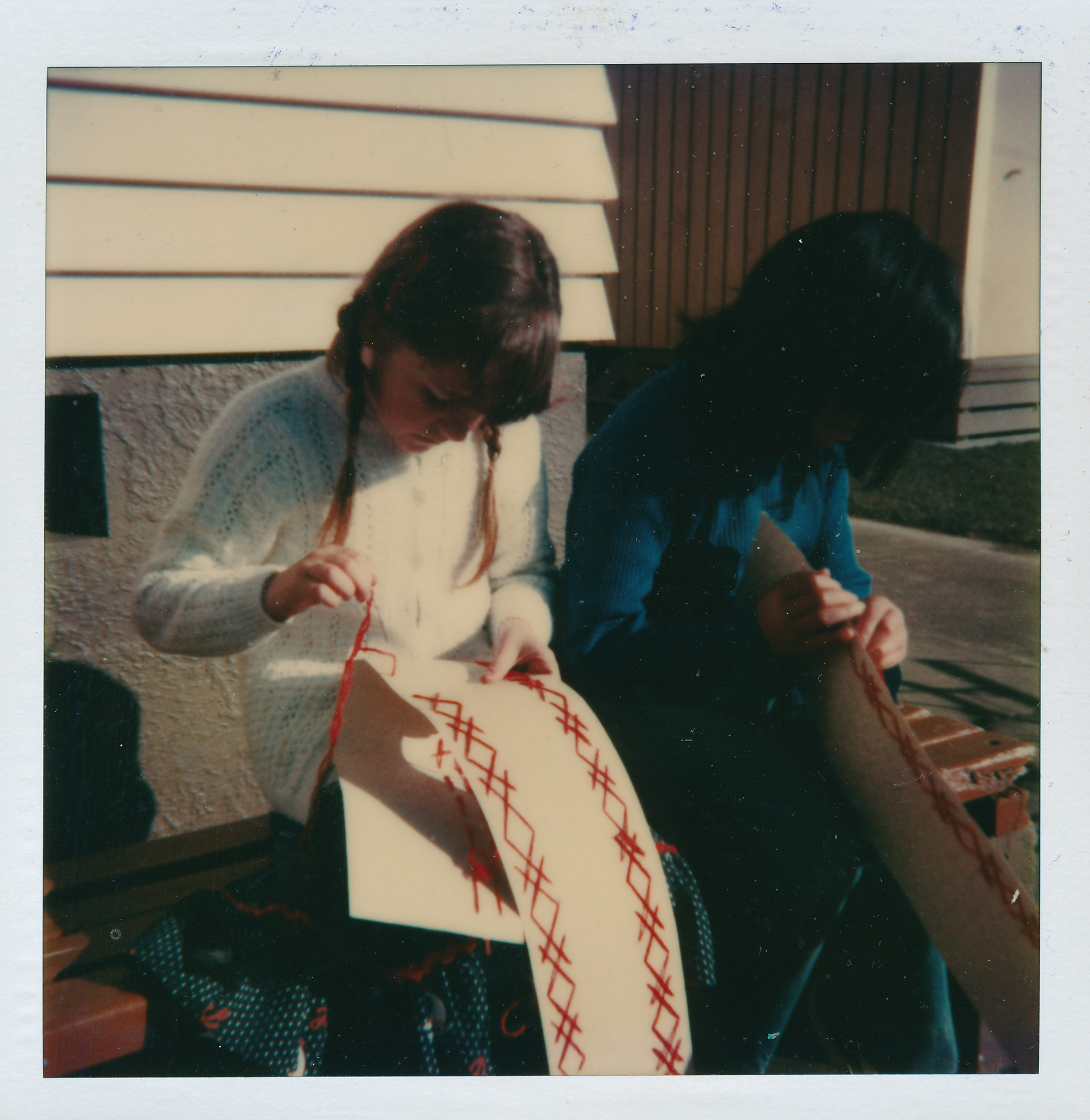 Brown Owl School 1980; making tukutuku