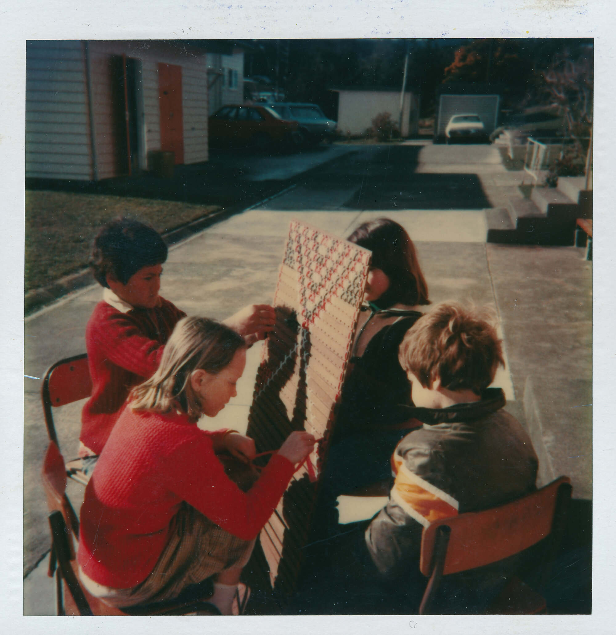 Brown Owl School 1980; making tukutuku