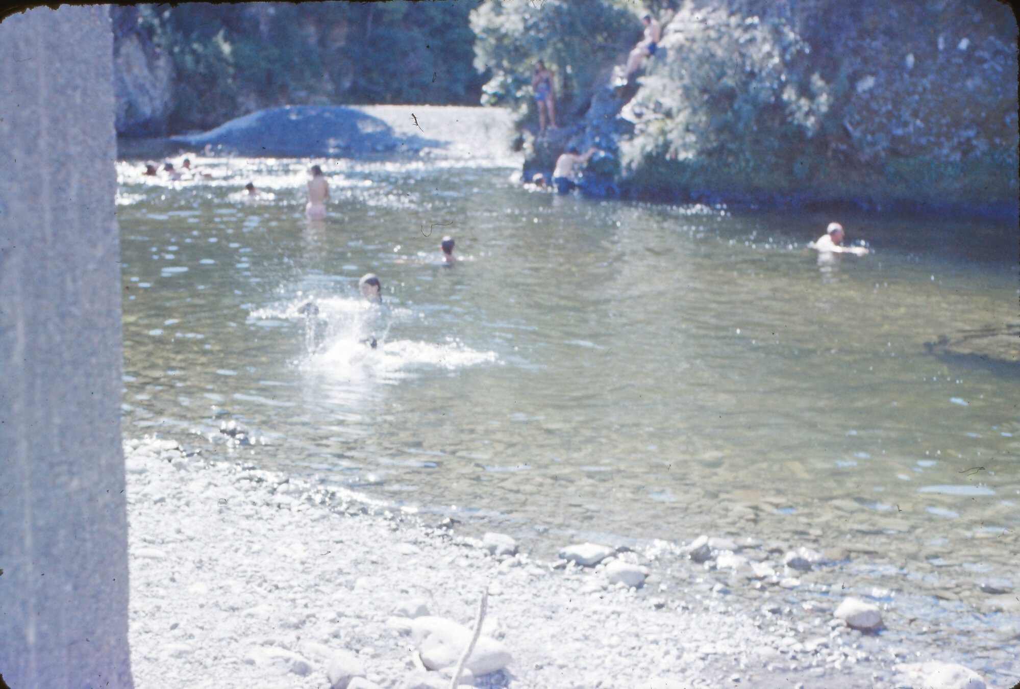 Swimmers in Te Awa Kairangi / Hutt River at Birchville; Circa 1969