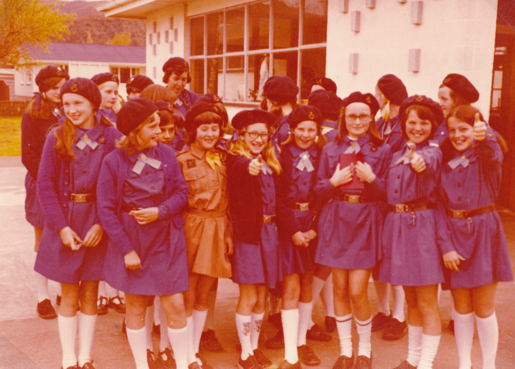 Girl Guides; First Silverstream Company; Group at Church Parade; October 1976