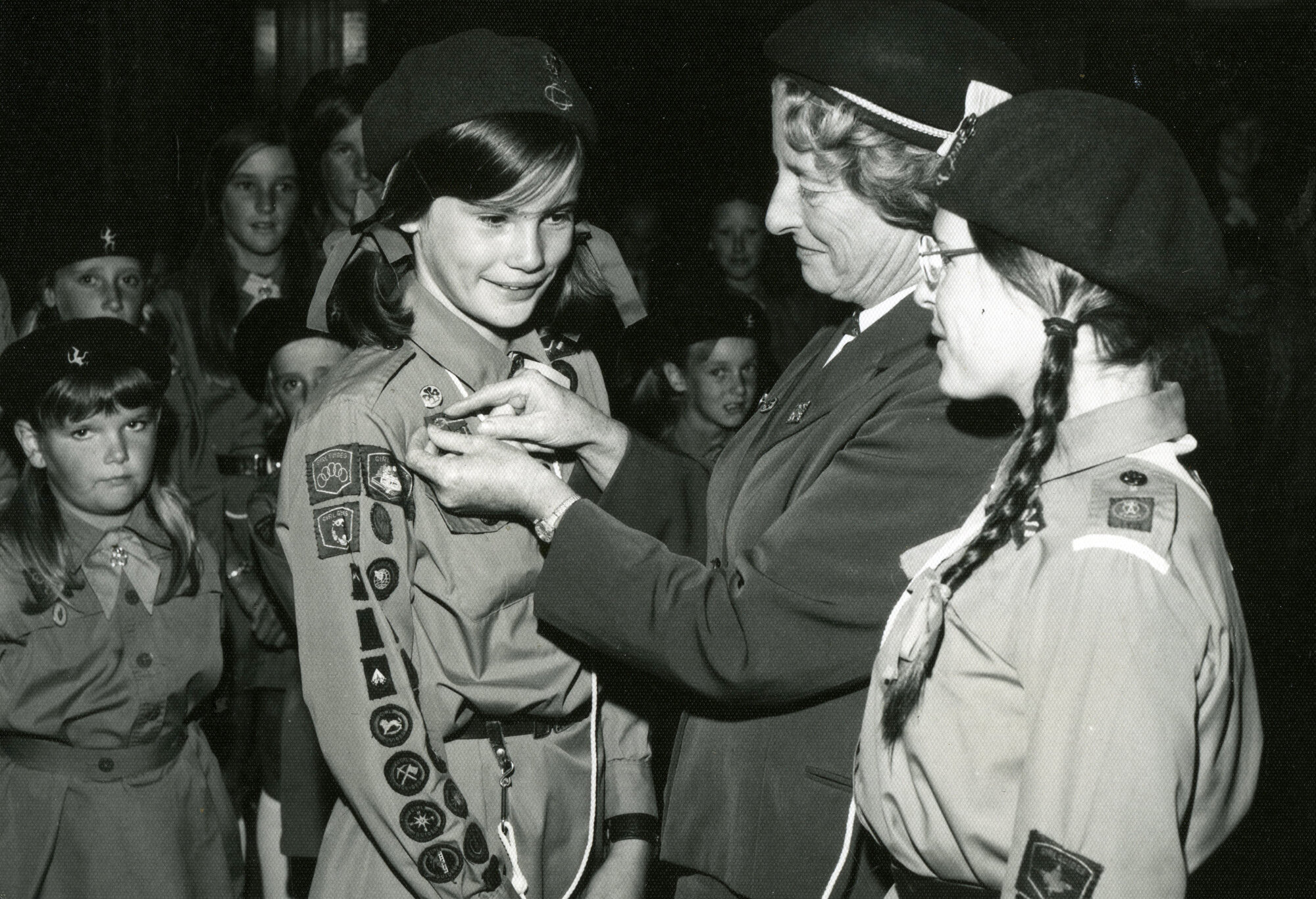Girl Guides Upper Hutt Division; Presentation of Chief Commissioners Badge; 1974