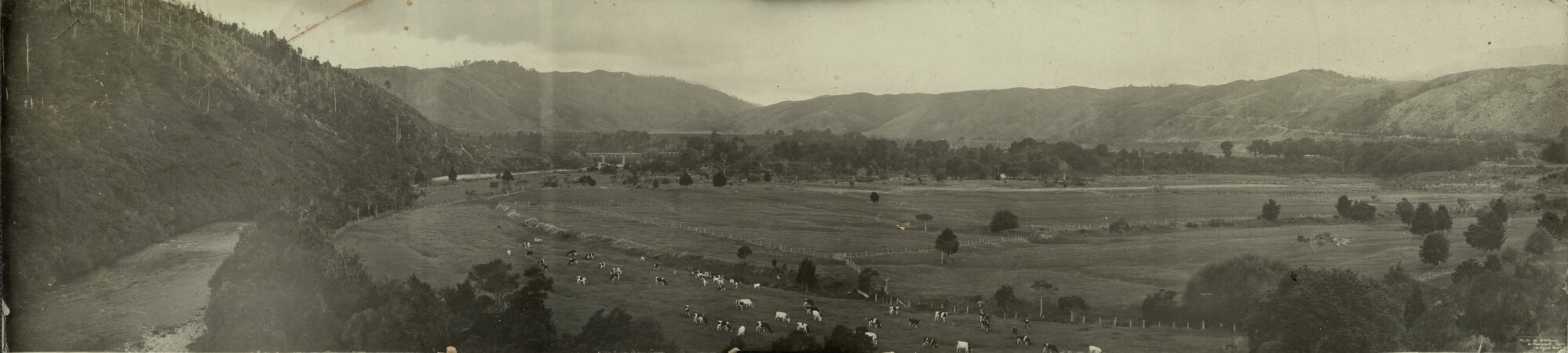Bloomfield Farm, Te Marua (now site of golf course and speedway); Te Marua Bridge in left distance.