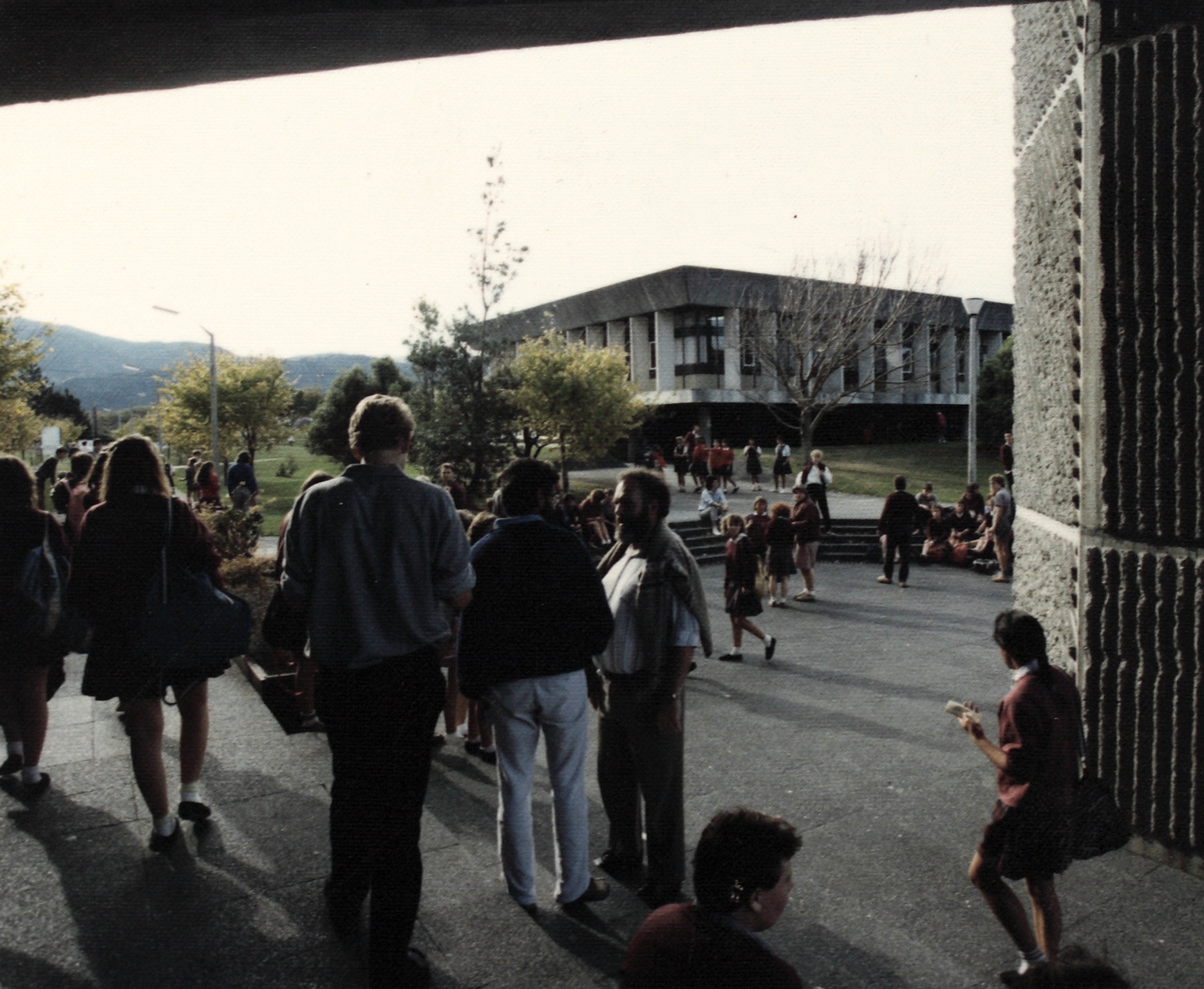 Central Institute of Technology buildings; administration building seen from below lecture tower.
