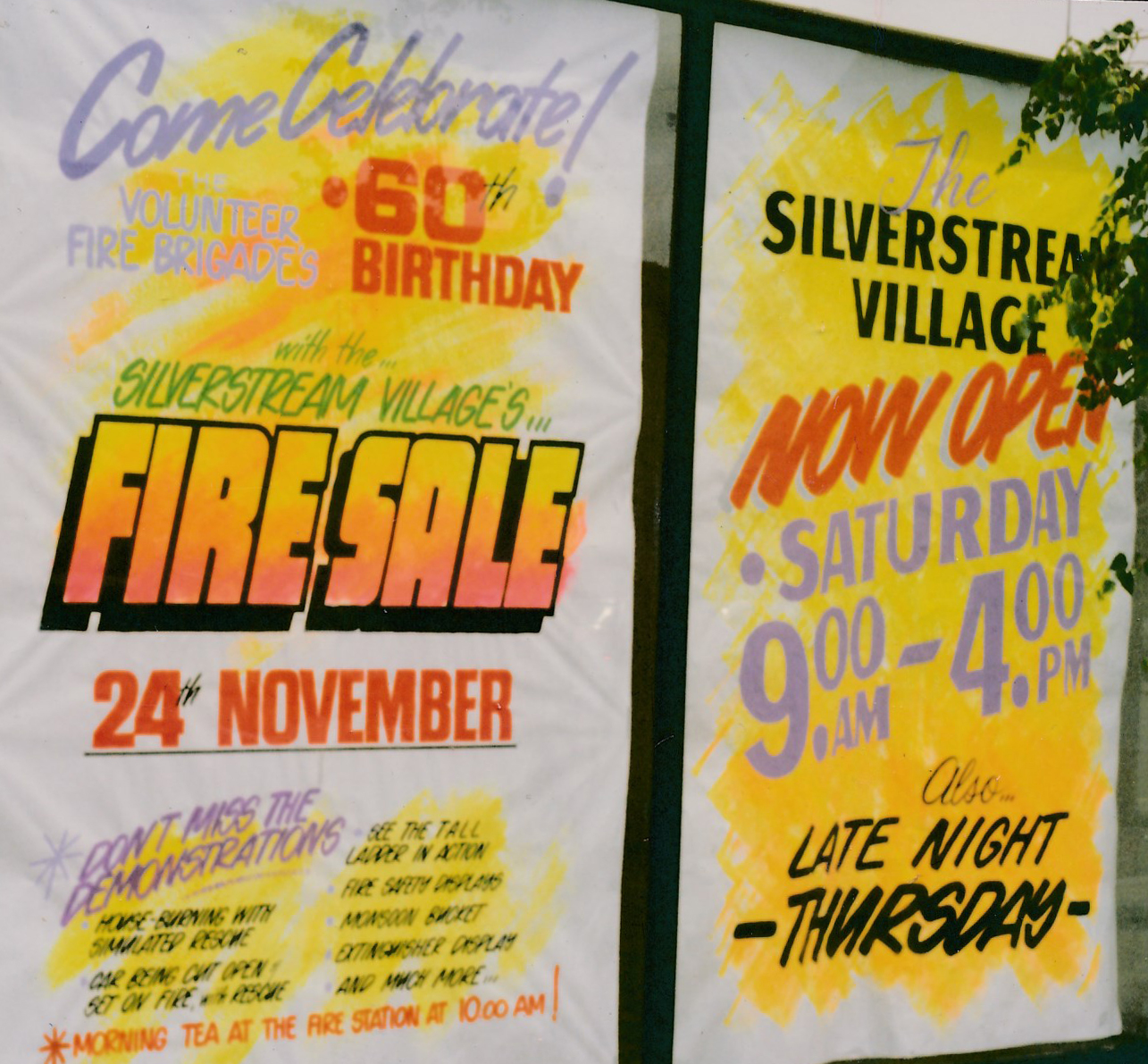Silverstream Volunteer Fire Brigade; 1990; 60th jubilee celebrations sign 