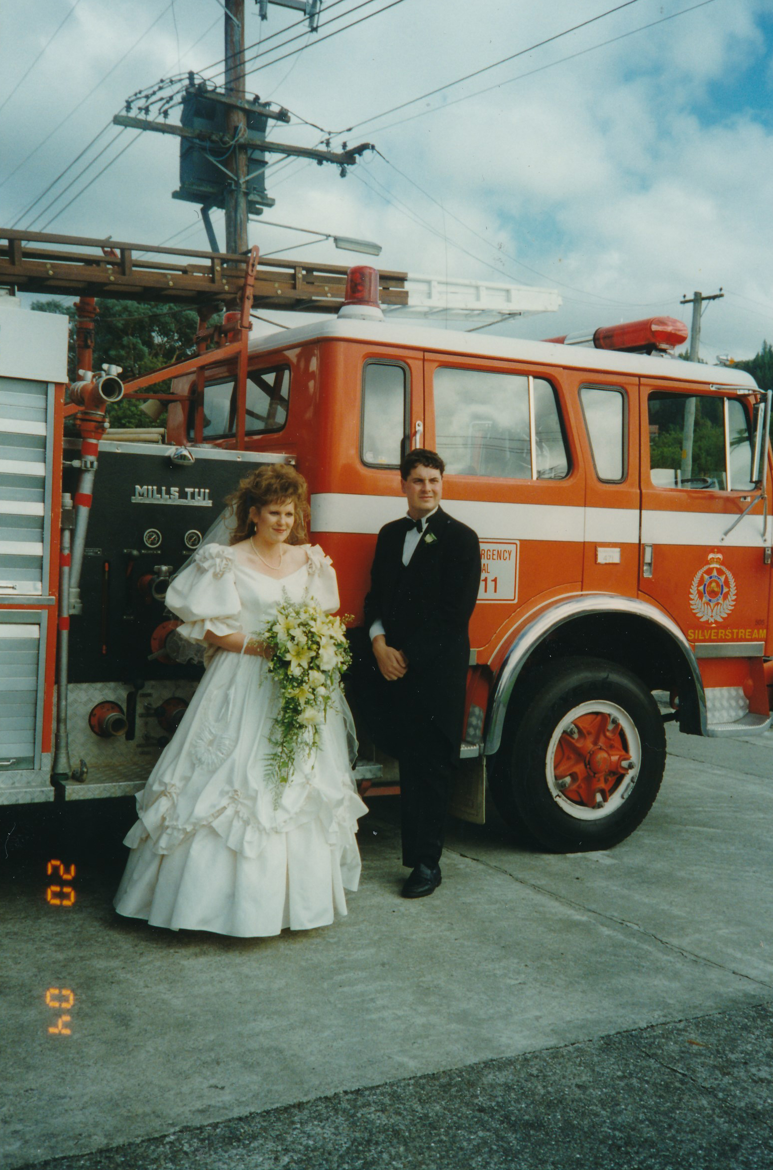 Silverstream Volunteer Fire Brigade; wedding; Craig and Joanne Prince, January 1996 