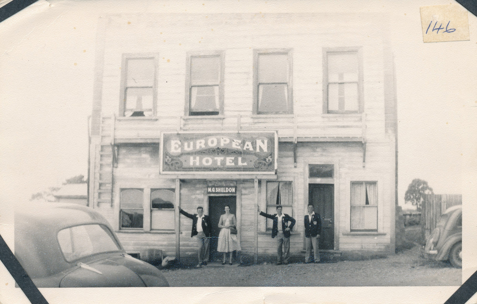 Silverstream Volunteer Fire Brigade group, 1959; John Cutfield, Pat Hamilton, Fred and Len Stringer, Charleston, West Coast; after Easter 1959?