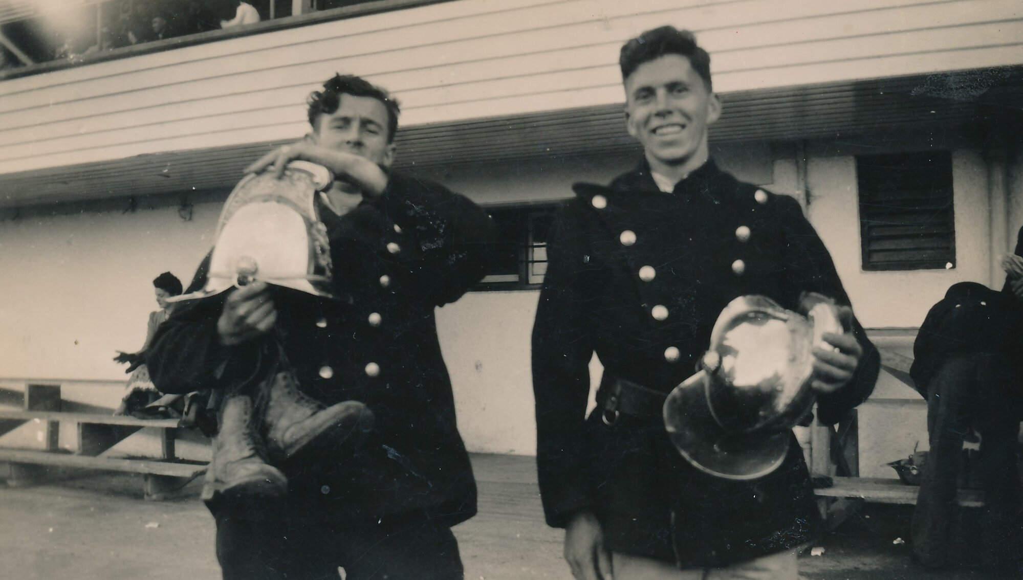 Silverstream Volunteer Fire Brigade group, 1944; Cecil Orr and Bob Smith; 1944