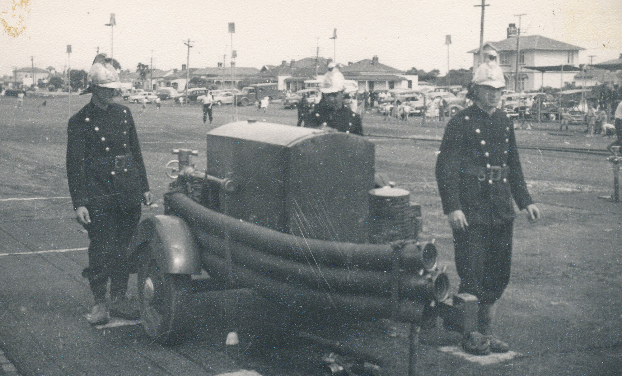 Silverstream Volunteer Fire Brigade; competitions; 1959, Greymouth; trailer pump
