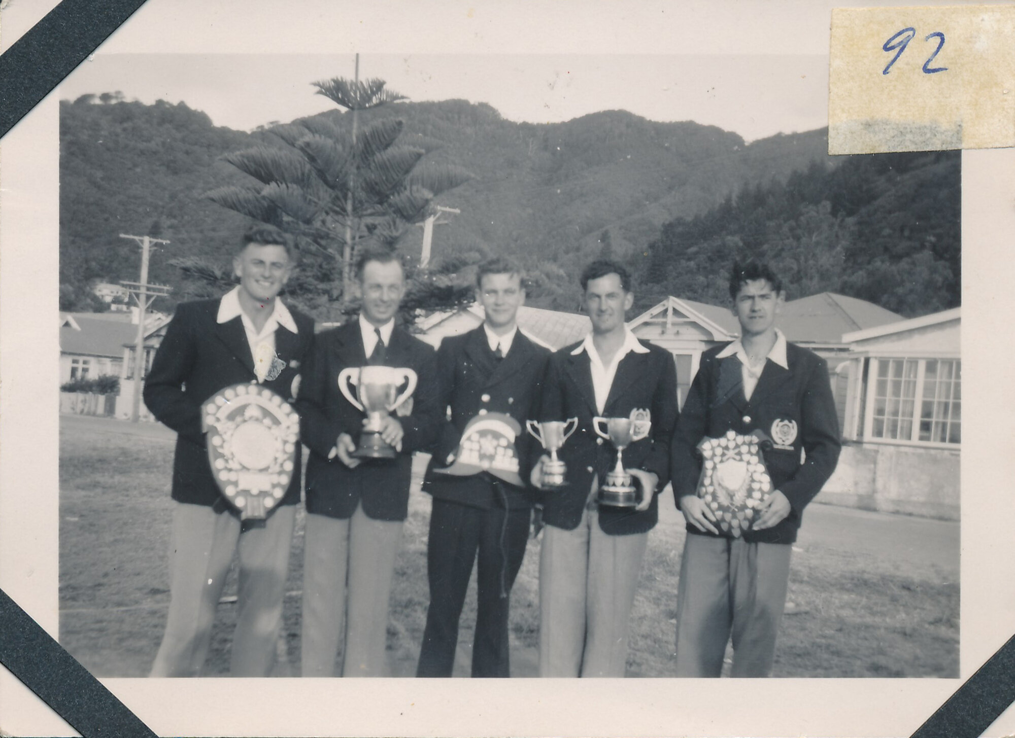 Silverstream Volunteer Fire Brigade; competitions; 1955 team with trophies