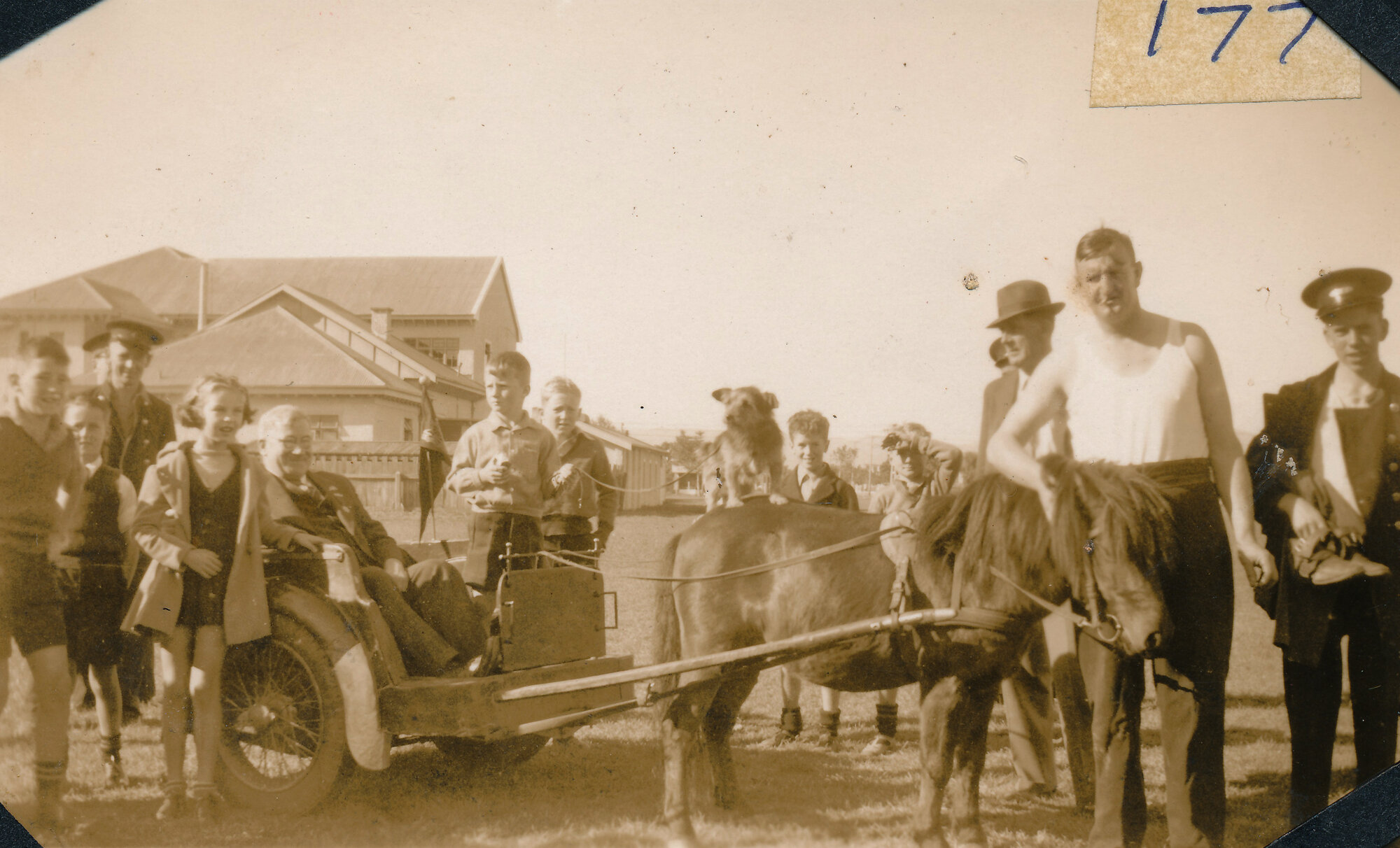Silverstream Volunteer Fire Brigade group; George Holcroft, Bob Smith and Lou Martin (in cart)