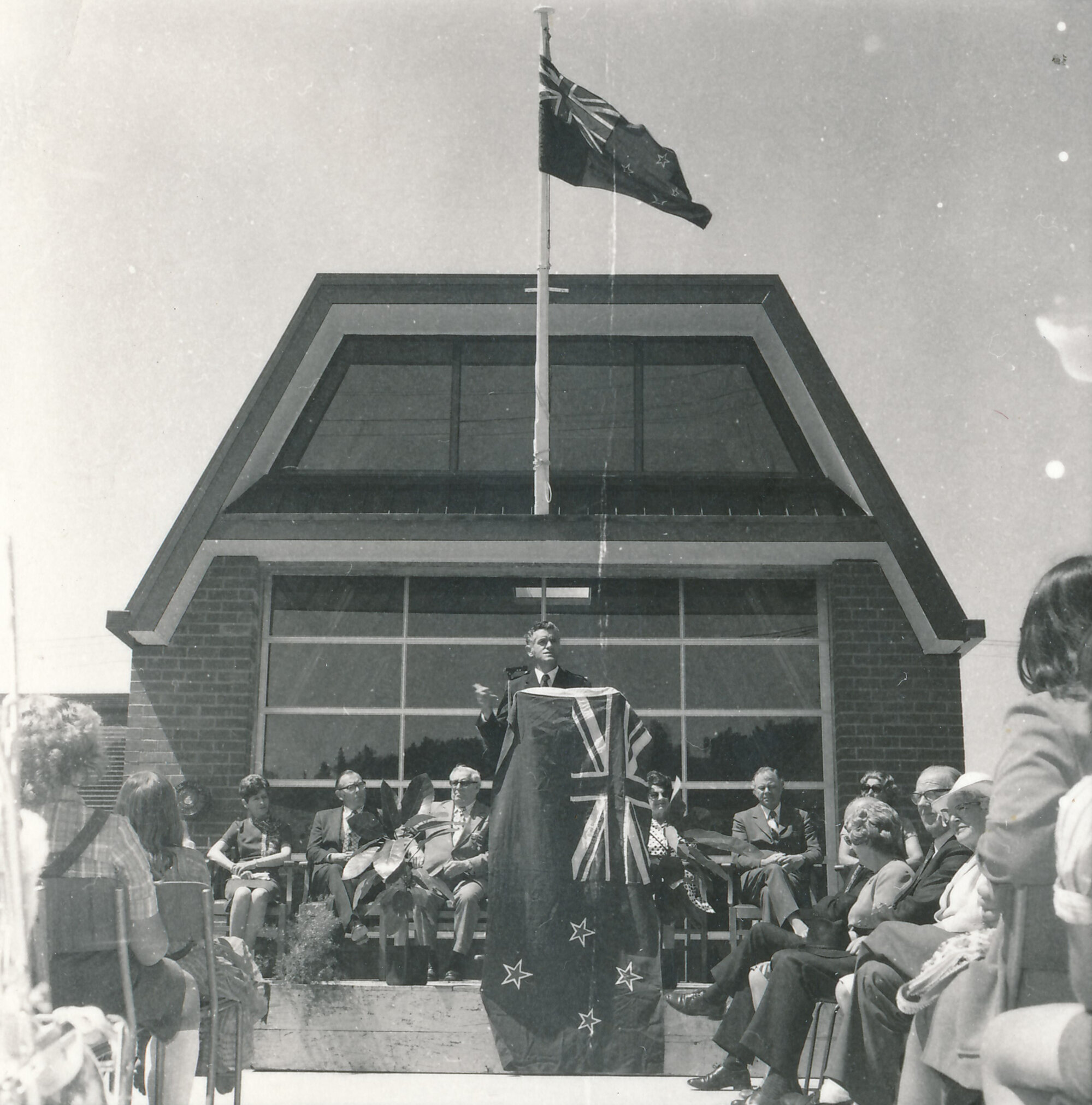Silverstream Volunteer Fire Brigade; new station formal opening; November 1974; speaker Fred Stringer, Station Officer