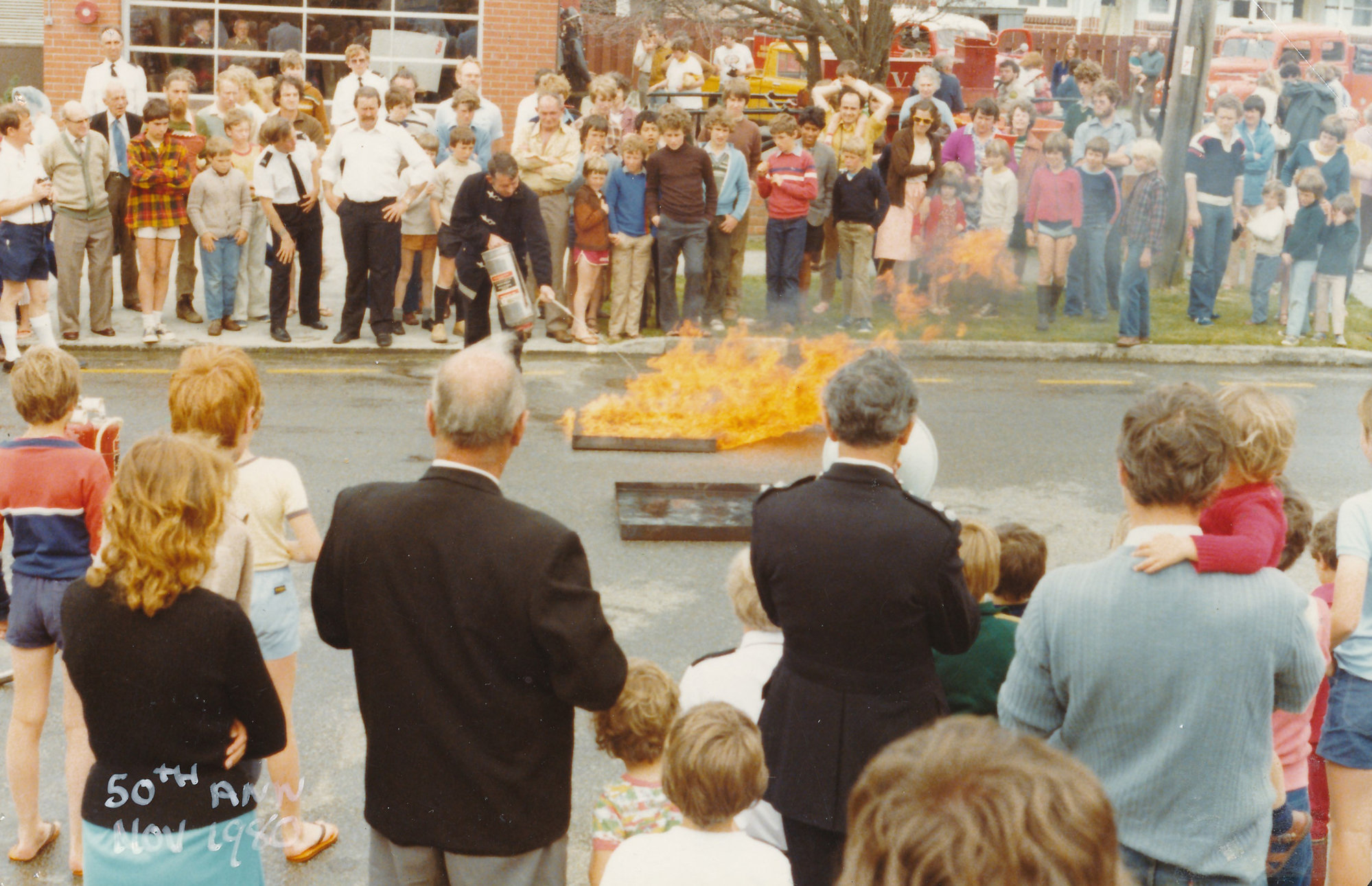 Silverstream Volunteer Fire Brigade, 1980; 50th anniversary celebration; display; fire extinguisher
