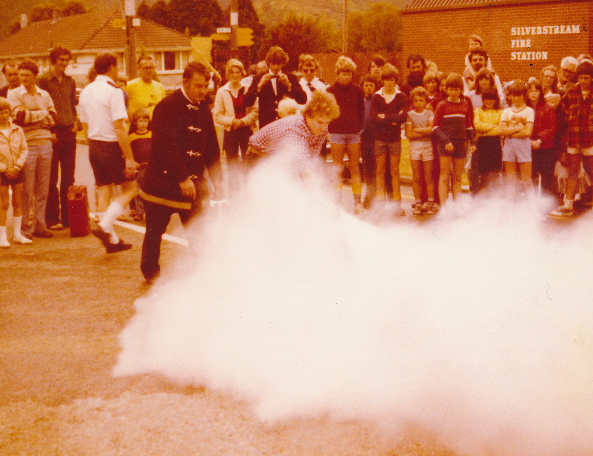 Silverstream Volunteer Fire Brigade, 1980; 50th anniversary celebration; display; fire extinguisher