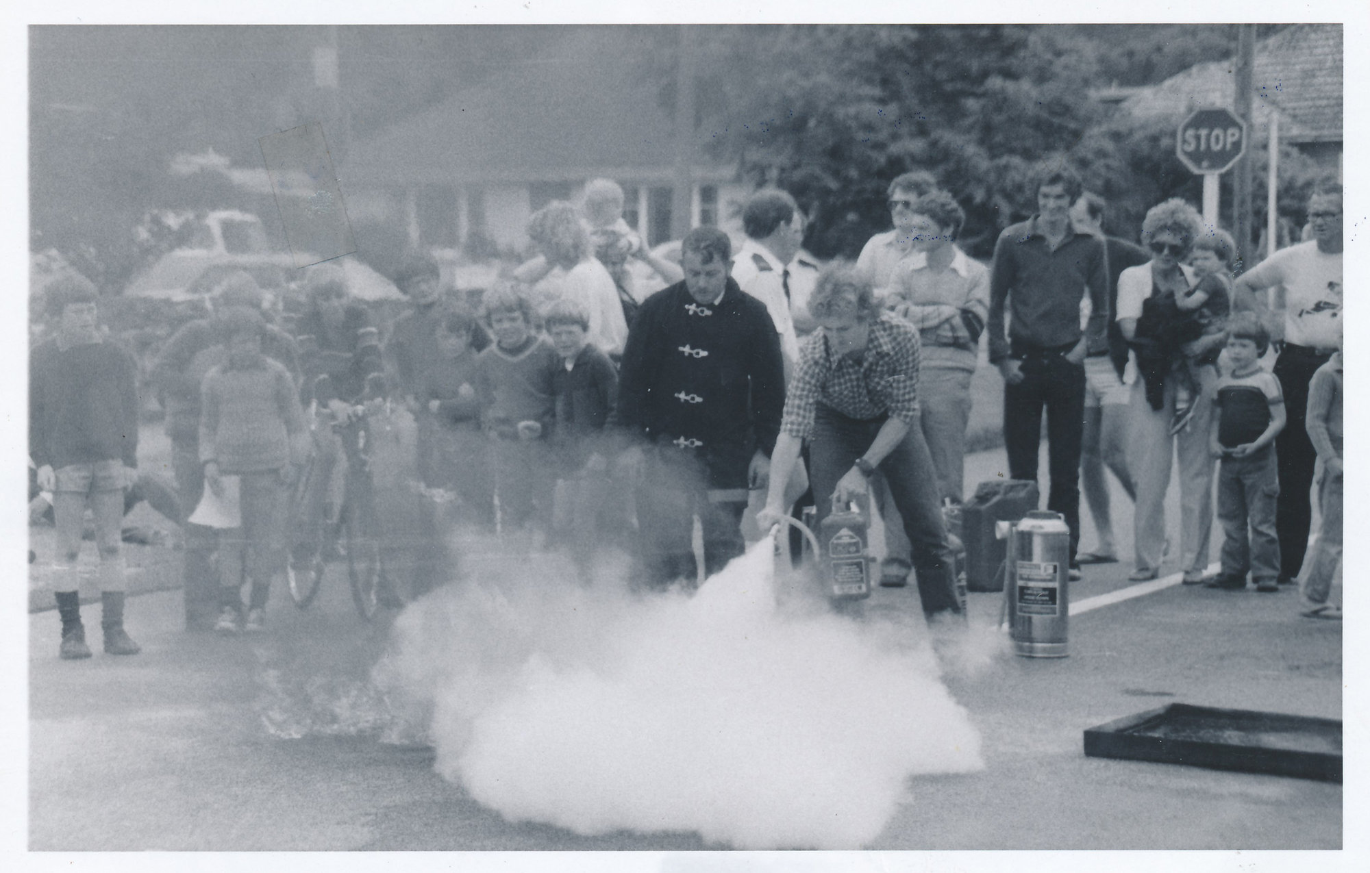 Silverstream Volunteer Fire Brigade, 1980; 50th anniversary celebration; display; fire extinguisher