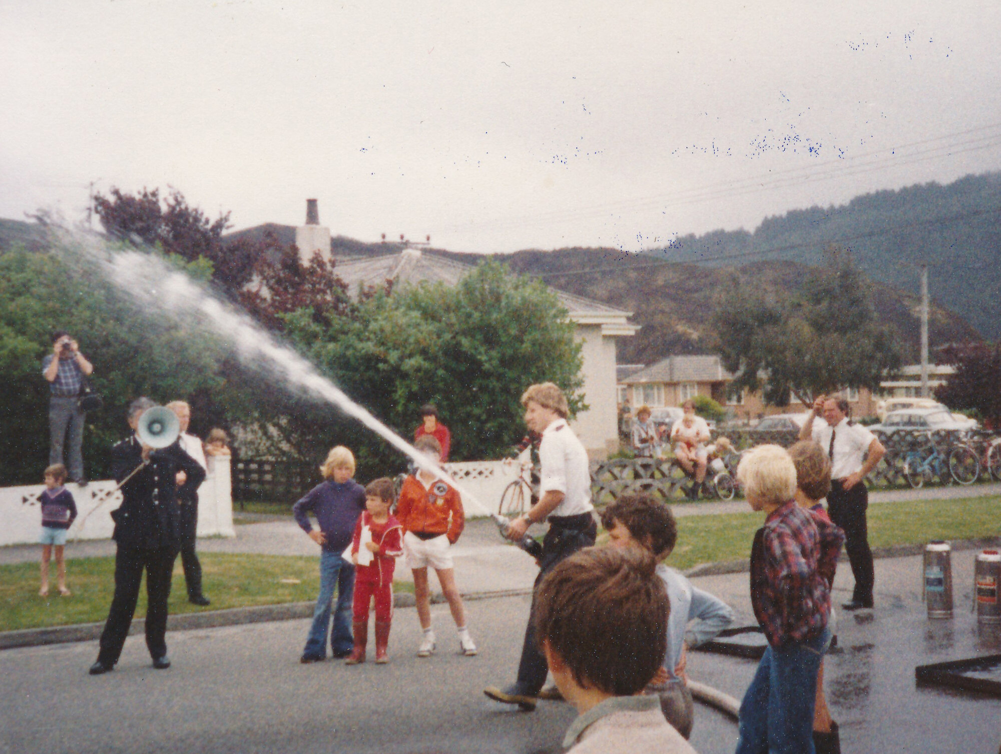 Silverstream Volunteer Fire Brigade, 1980; 50th anniversary celebration; display; water