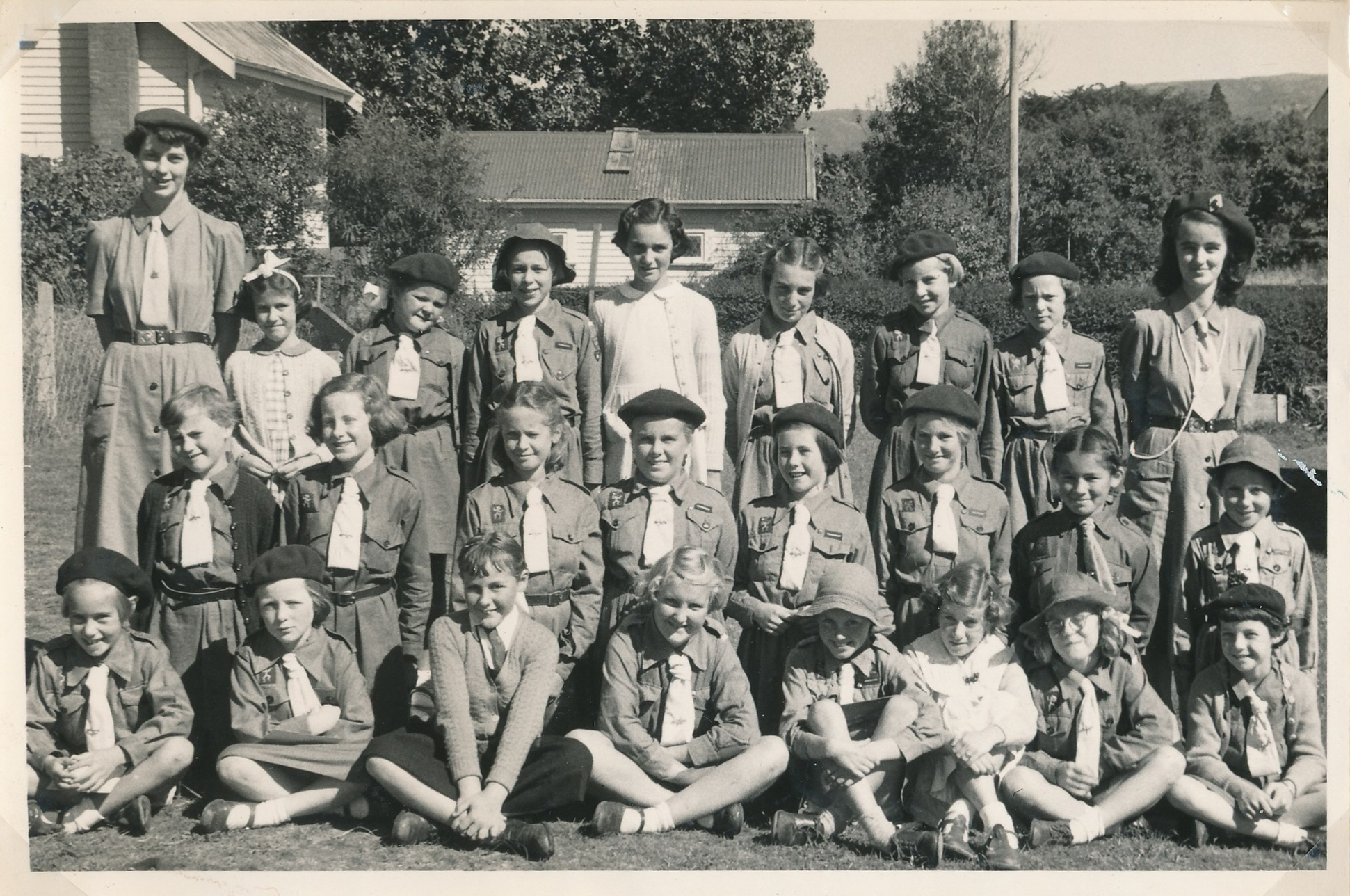 Group photo of the 1st Upper Hutt Brownie Pack; ca 1950s