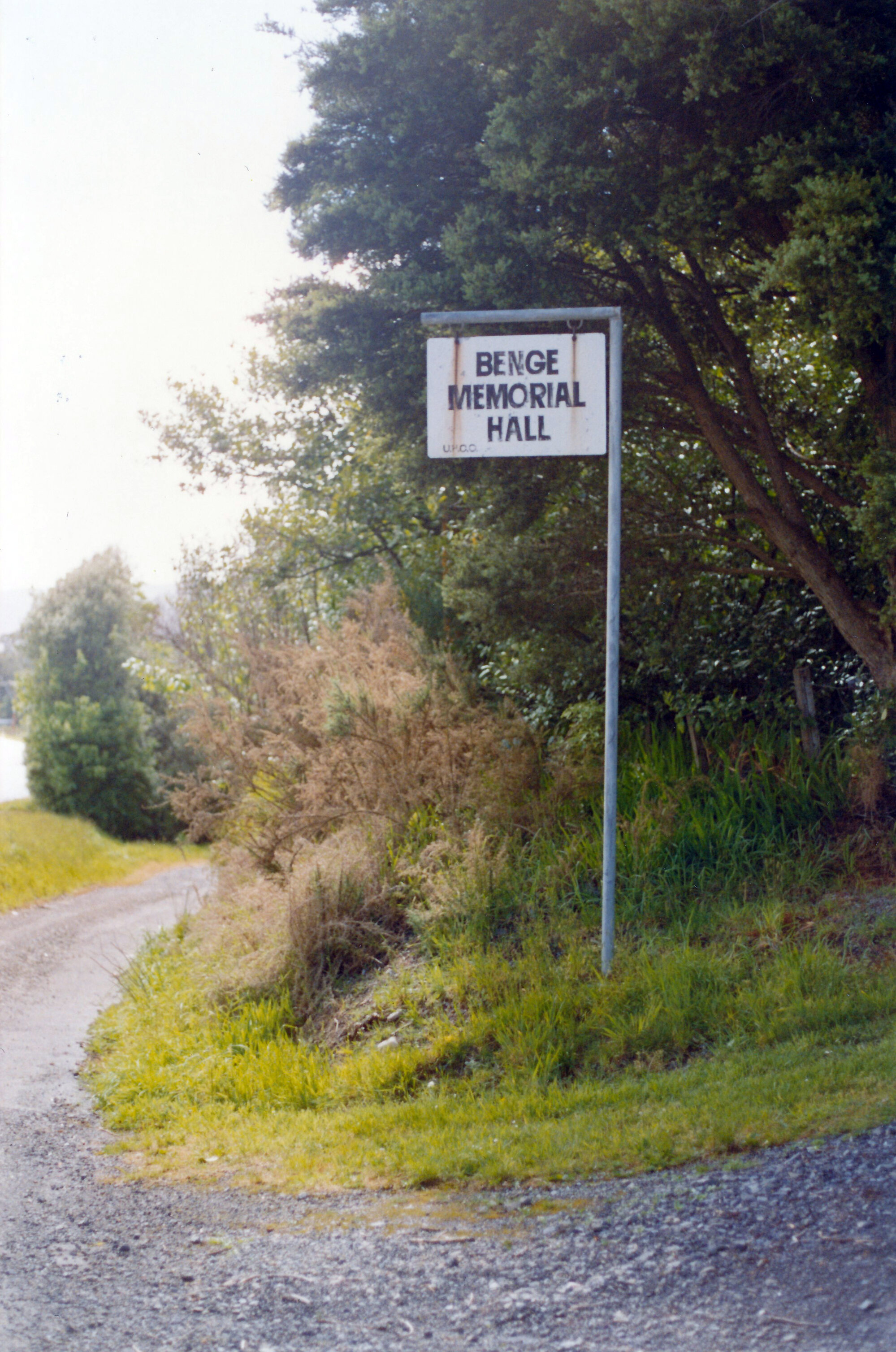 Benge Memorial Hall sign; ca 1990s