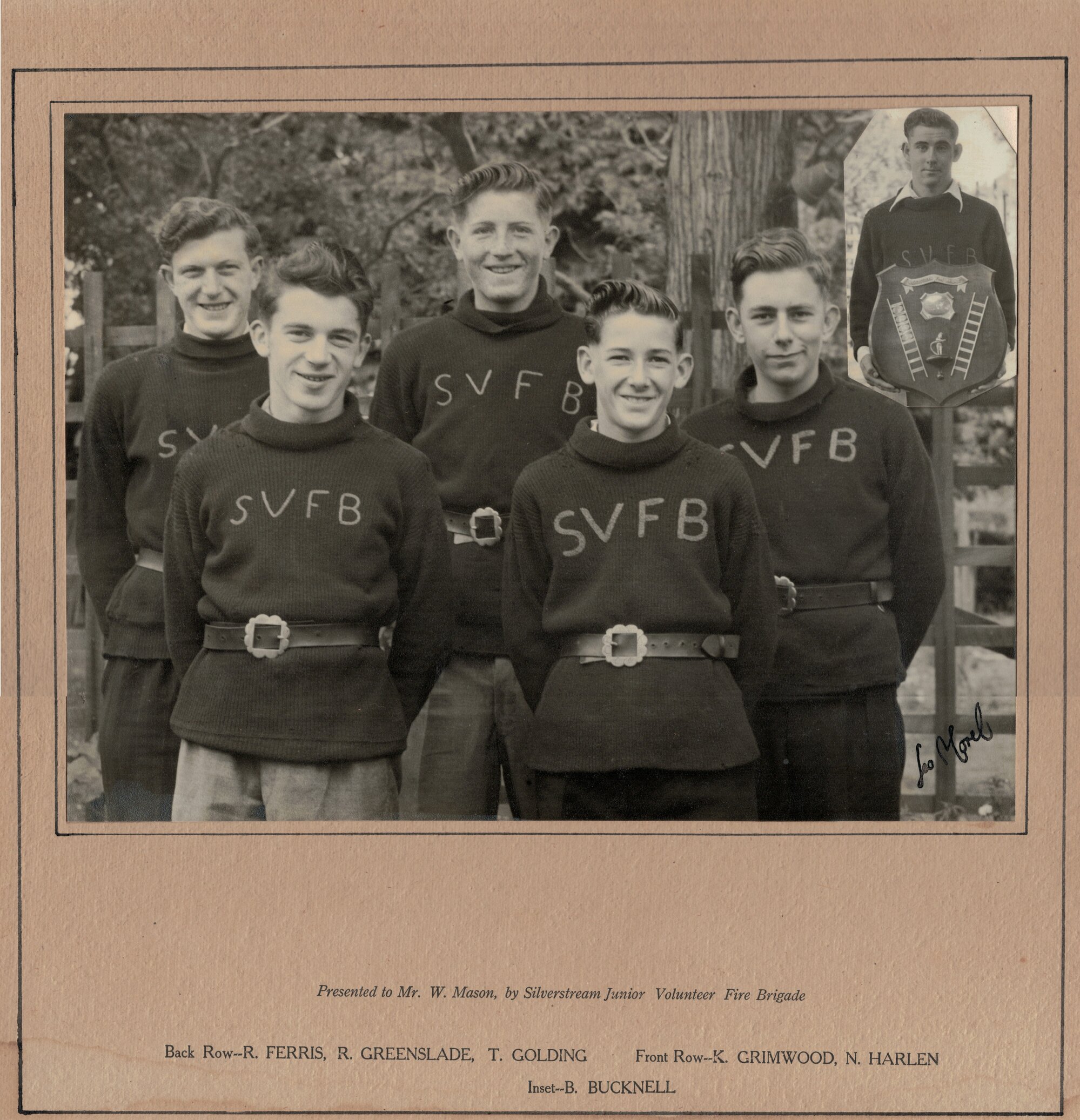 Silverstream Volunteer Fire Brigade group; Junior Brigade 1948