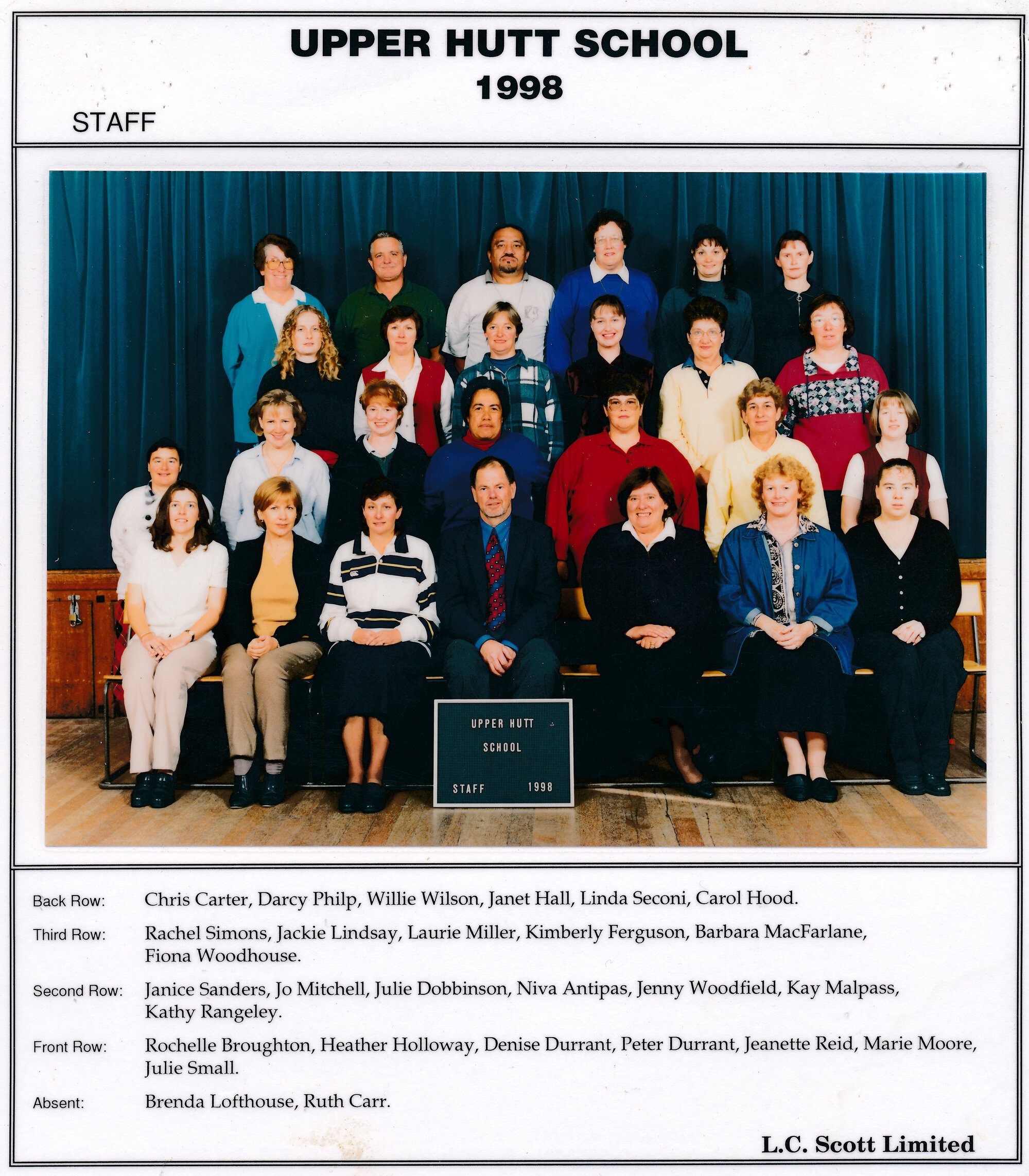 Upper Hutt School, Staff; 1998