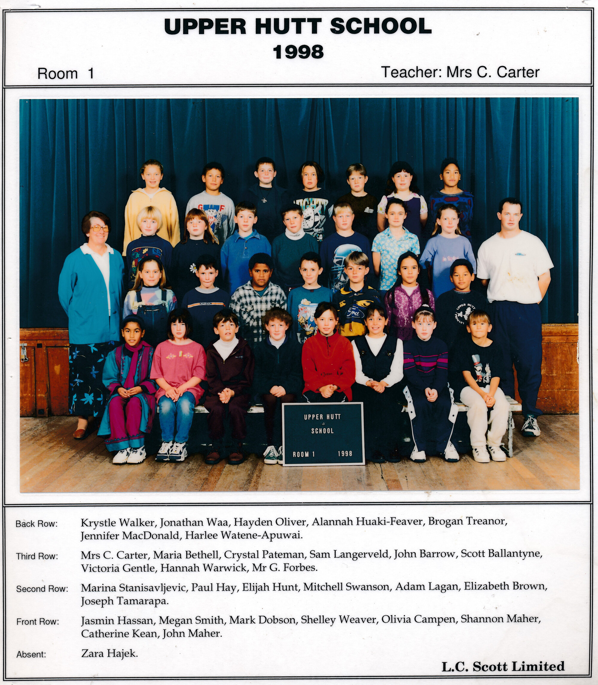Upper Hutt School, Room 1; 1998