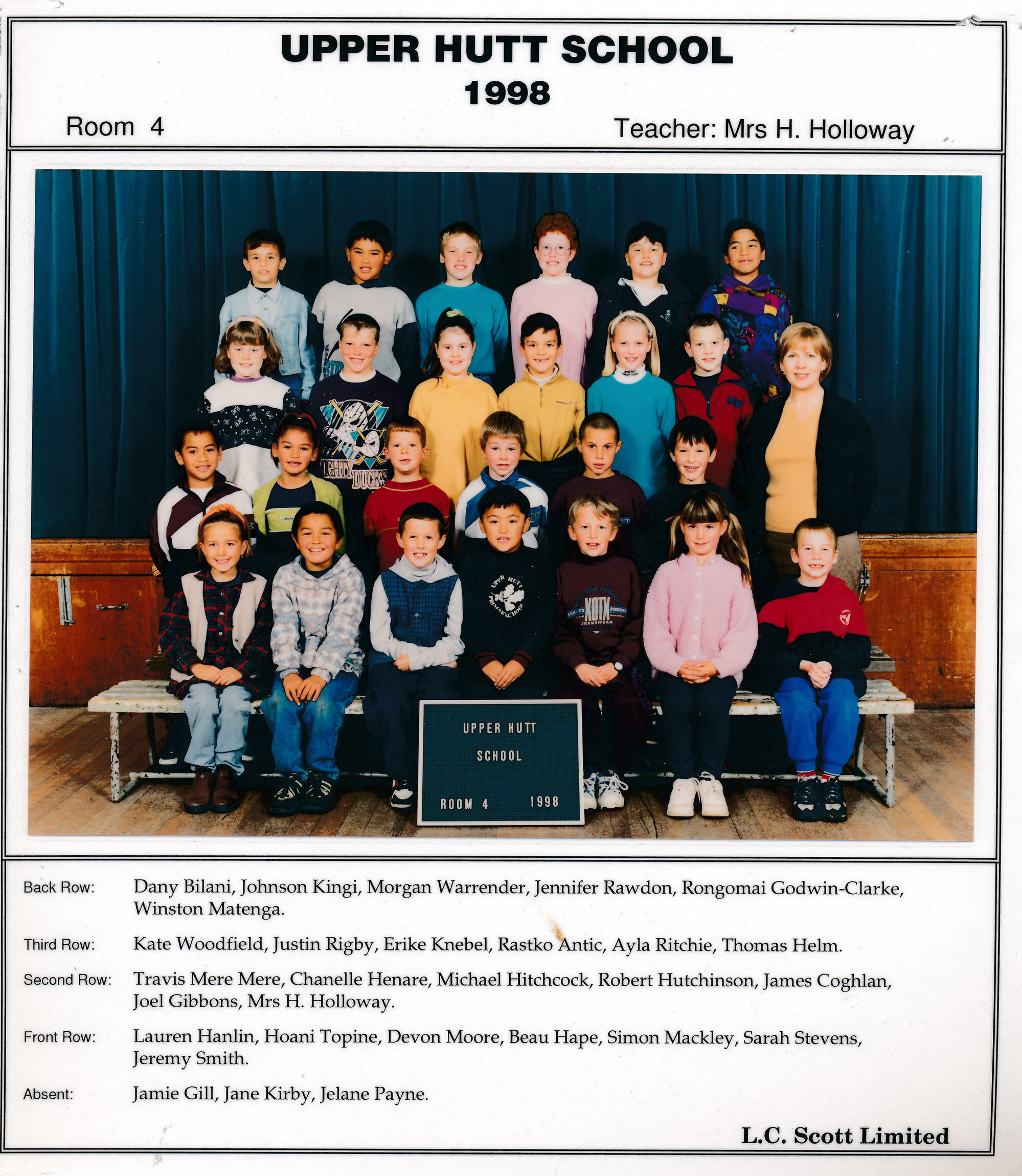 Upper Hutt School, Room 4; 1998