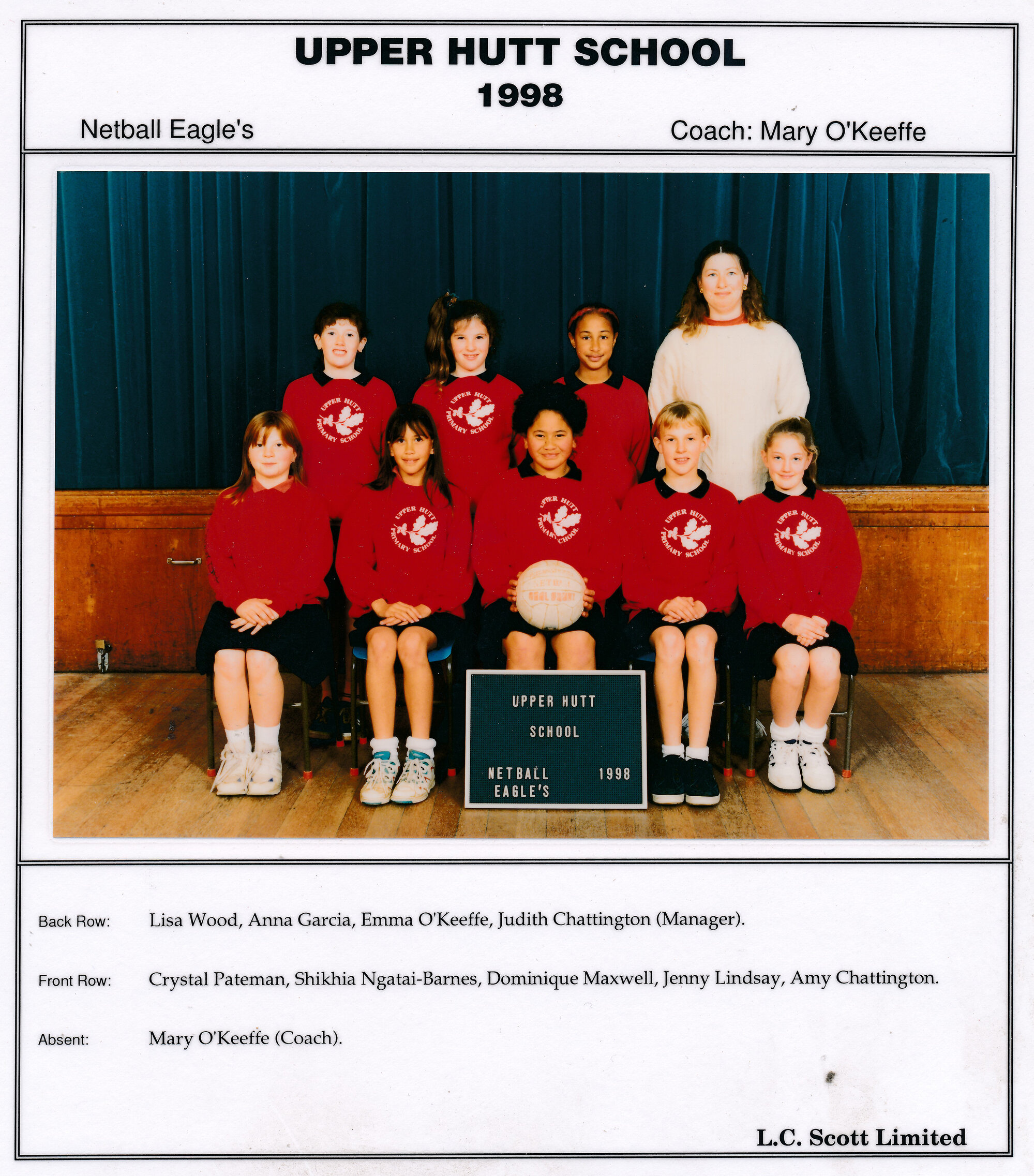 Upper Hutt School, Netball 'Eagles'; 1998