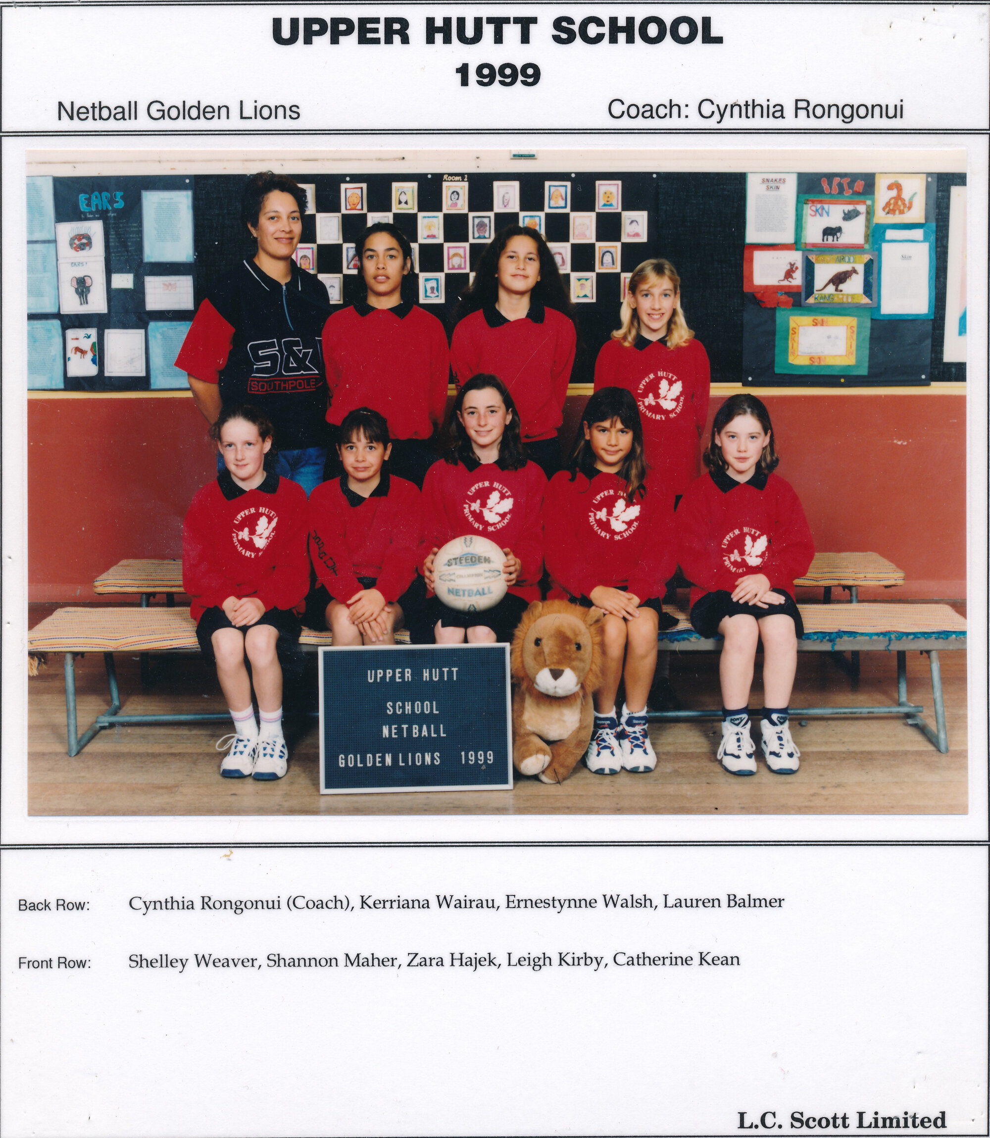 Upper Hutt School, Netball 'Golden Lions'; 1999