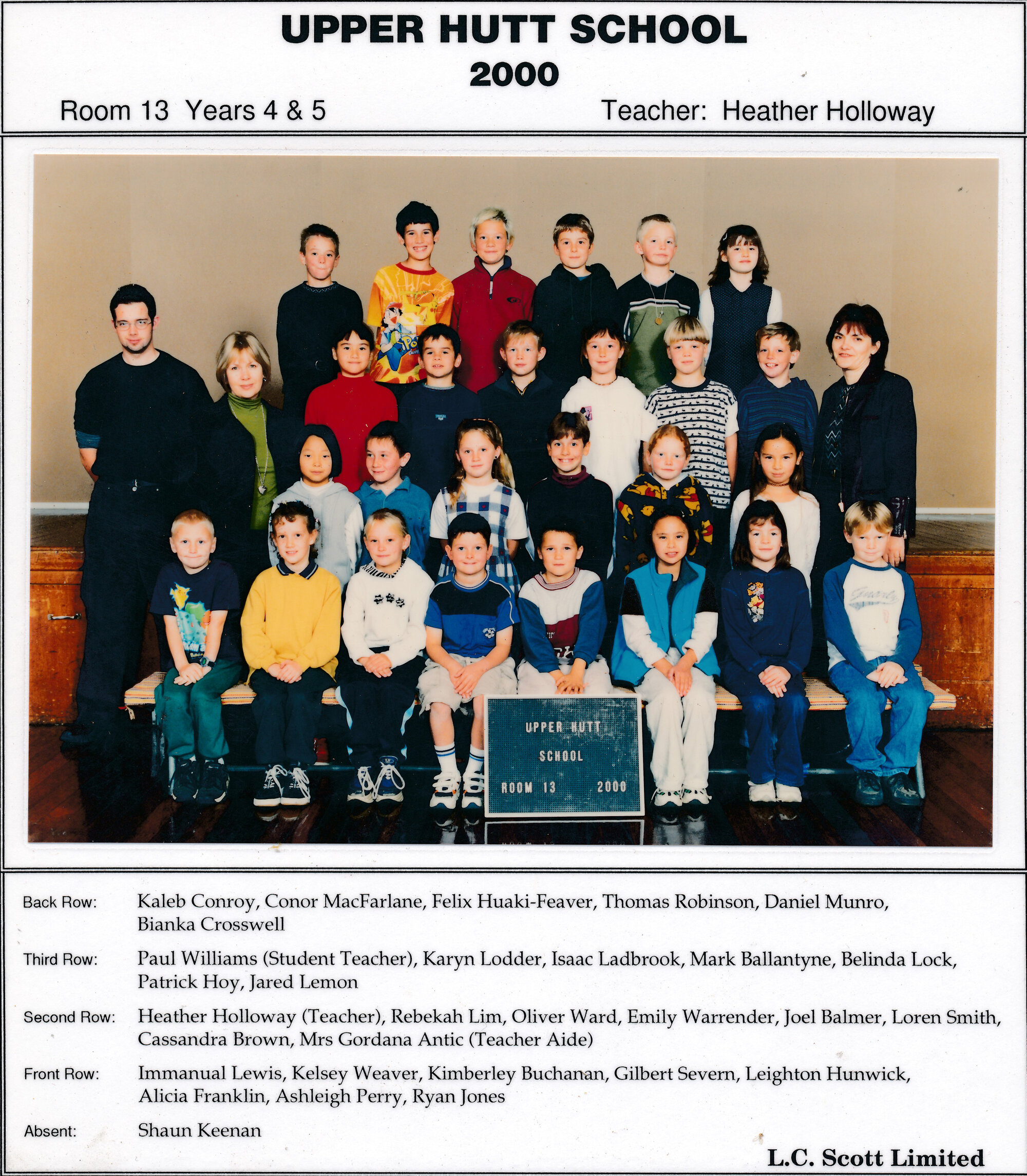 Upper Hutt School, Room 13, Years 4 and Year 5; 2000