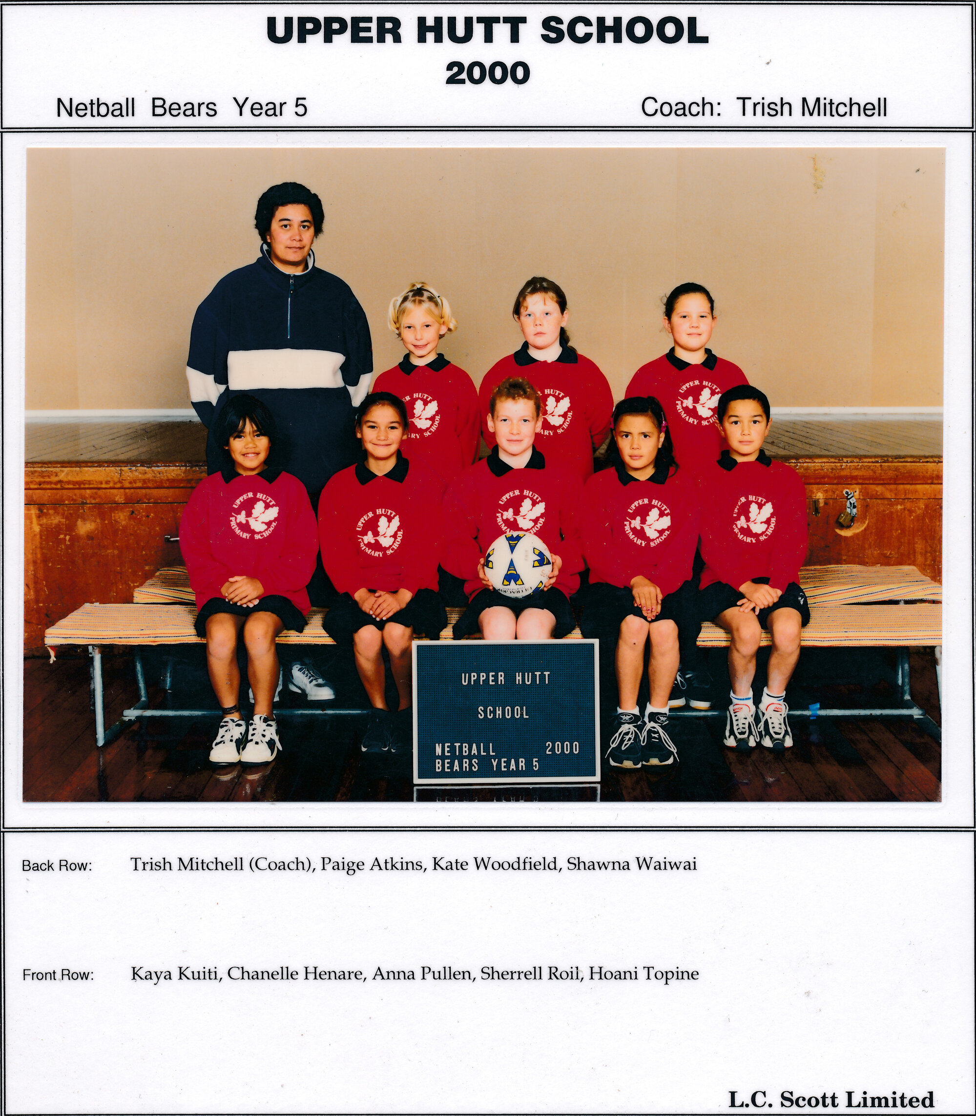Upper Hutt School, Netball 'Bears'; 2000