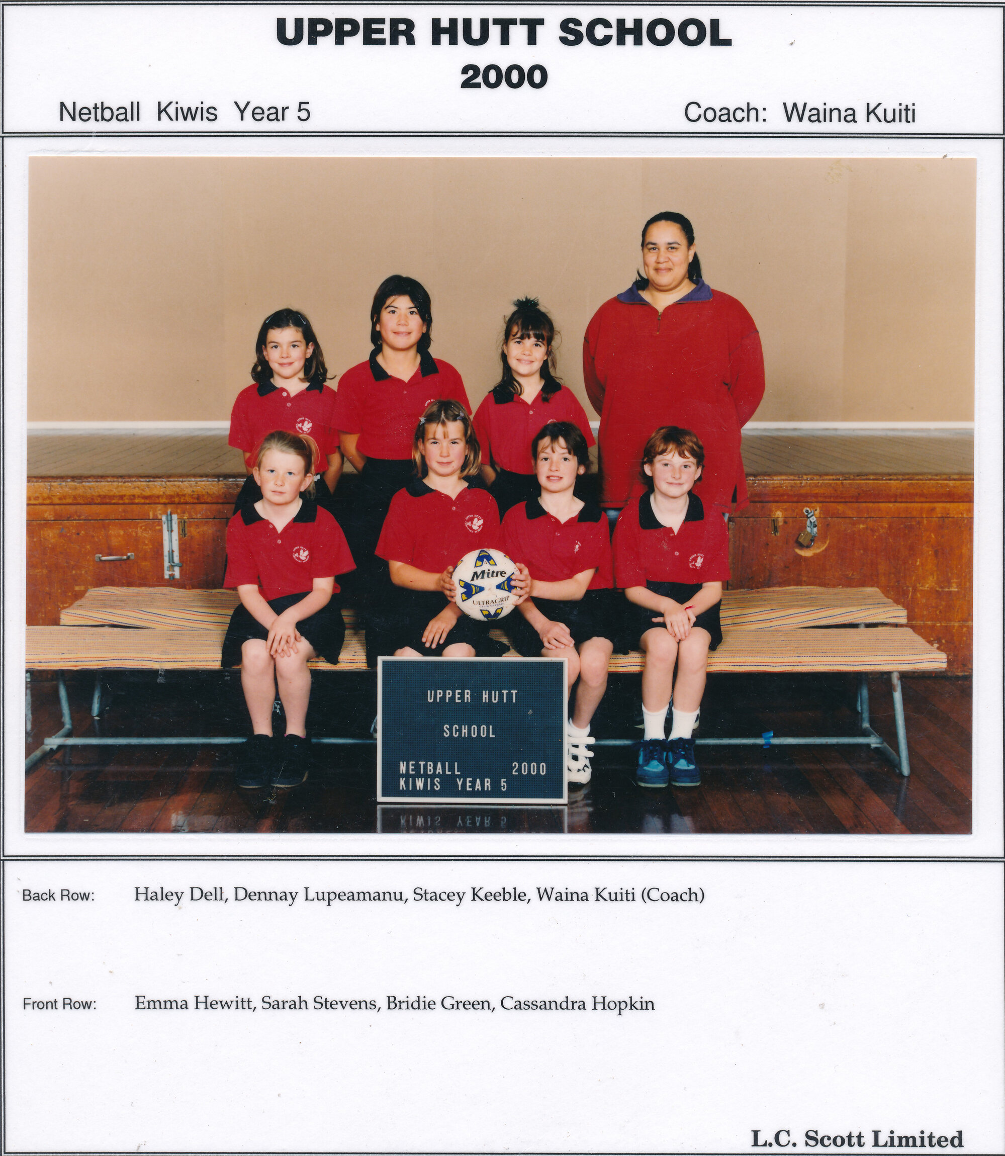 Upper Hutt School, Netball 'Kiwis'; 2000