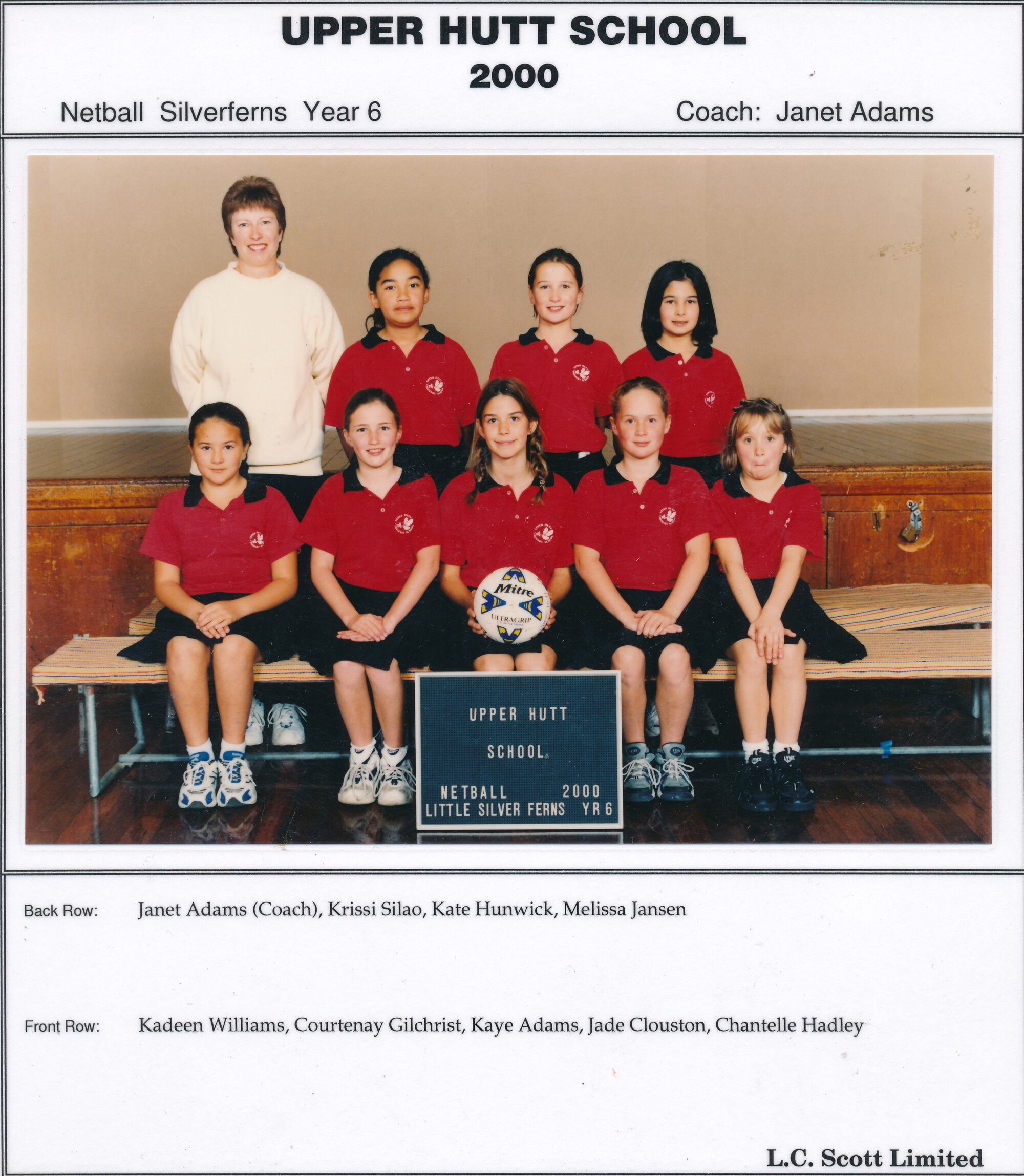 Upper Hutt School, Netball 'Little Silver Ferns'; 2000