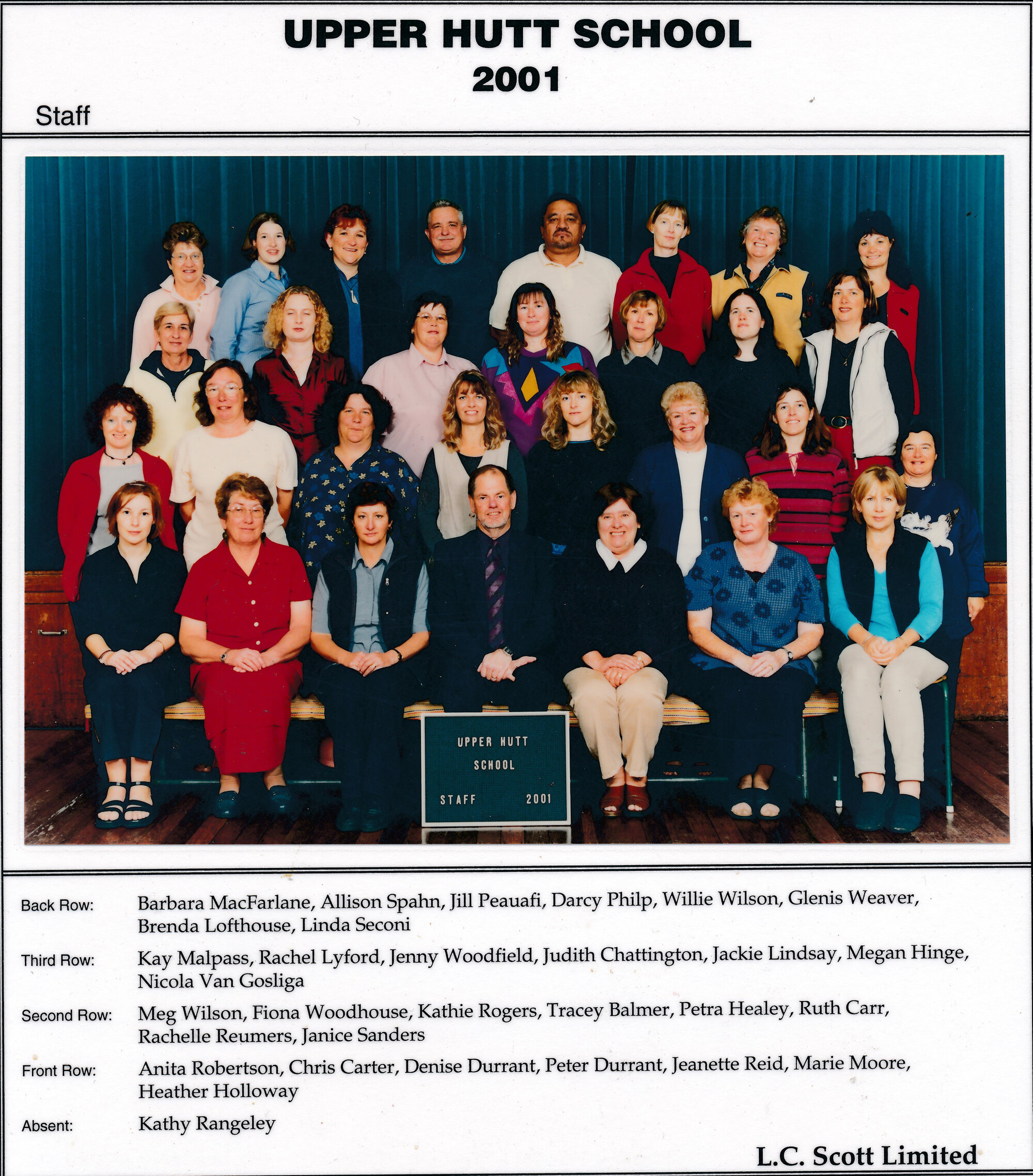 Upper Hutt School, Staff; 2001