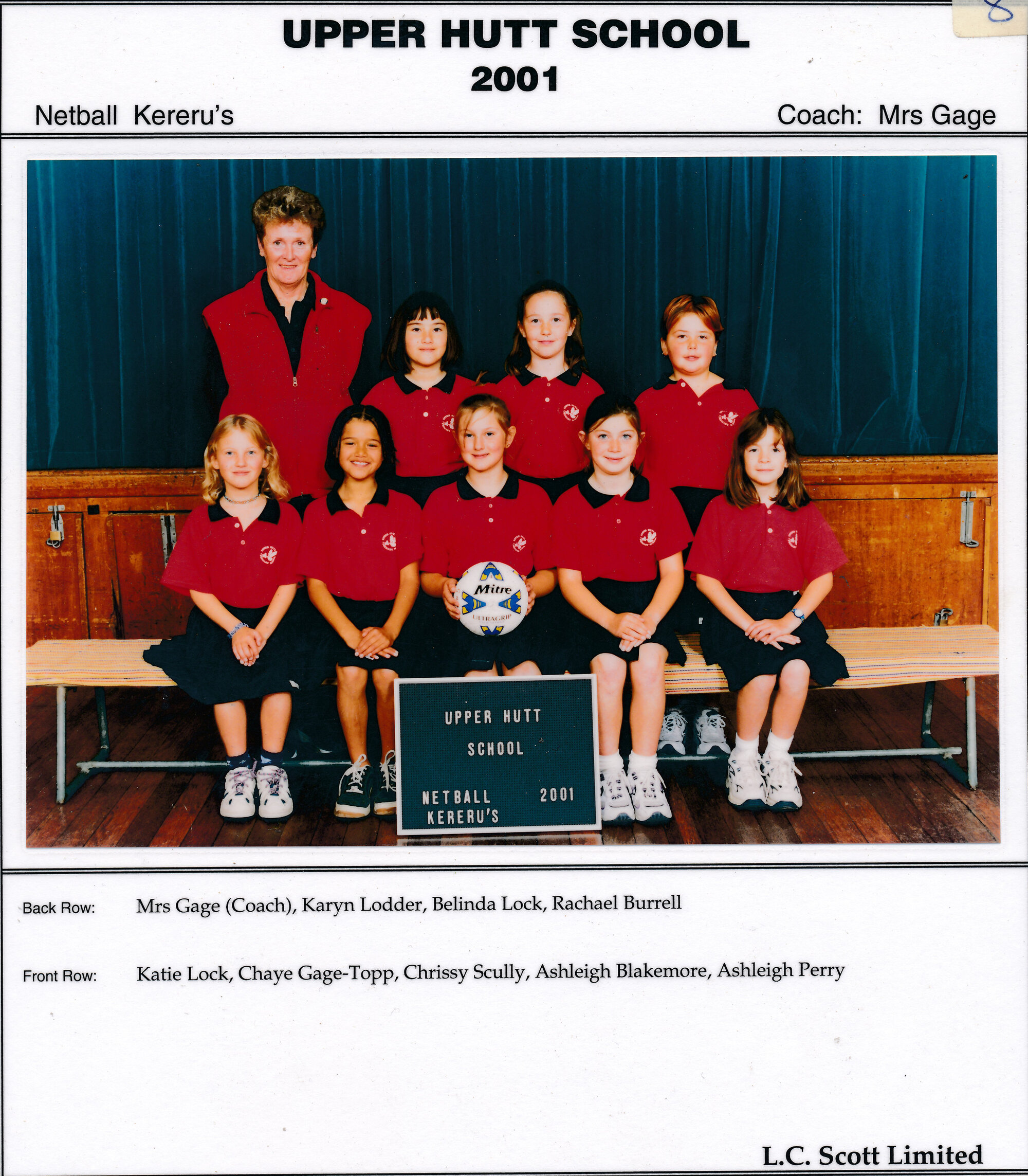Upper Hutt School, Netball 'Kererus'; 2001