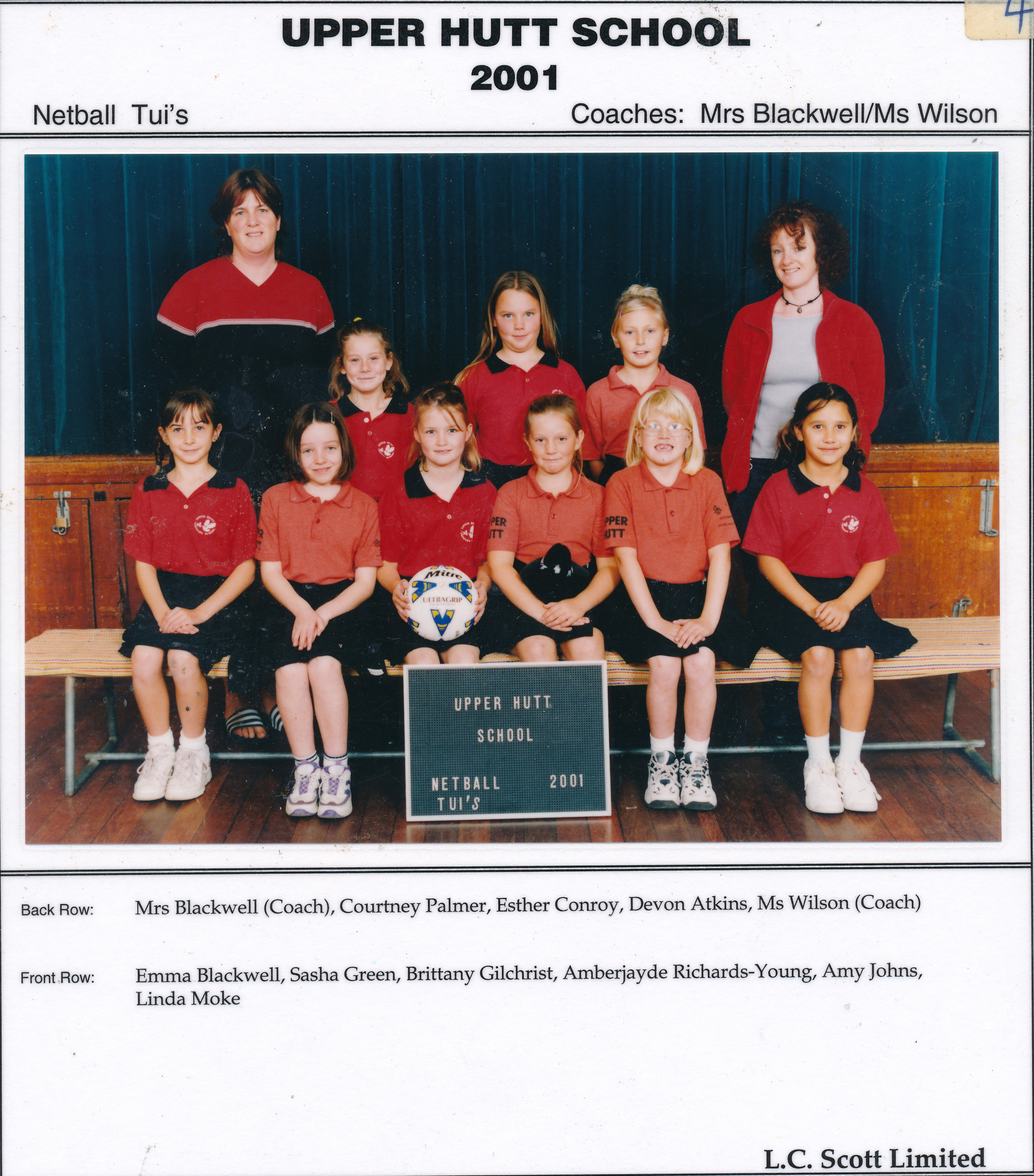 Upper Hutt School, Netball 'Tuis'; 2001