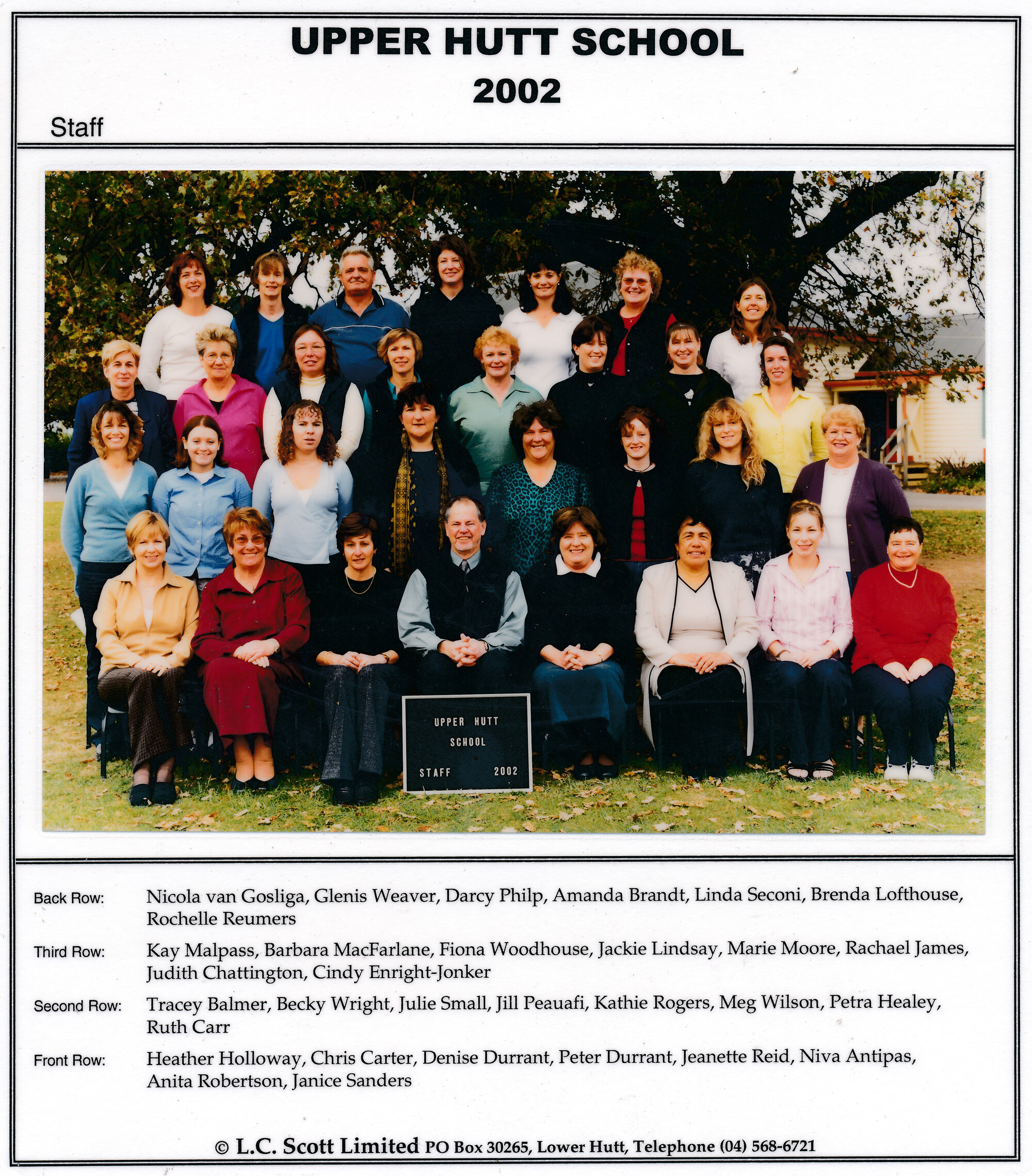 Upper Hutt School, Staff; 2002
