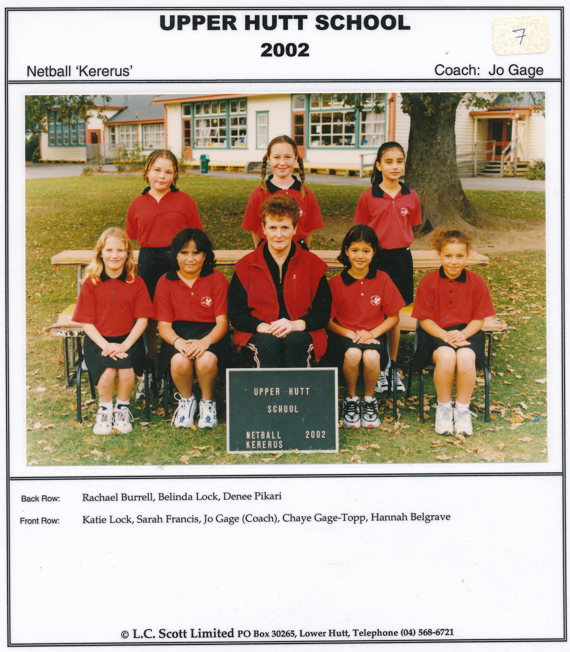 Upper Hutt School, Netball 'Kererus'; 2002