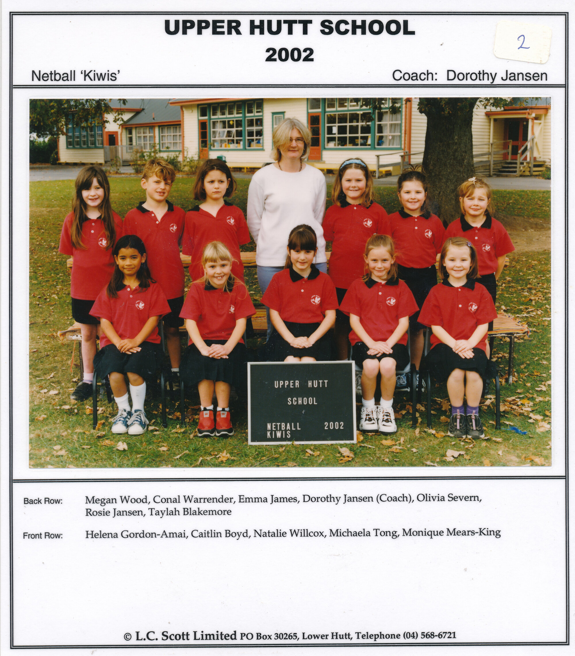 Upper Hutt School, Netball 'Kiwis'; 2002