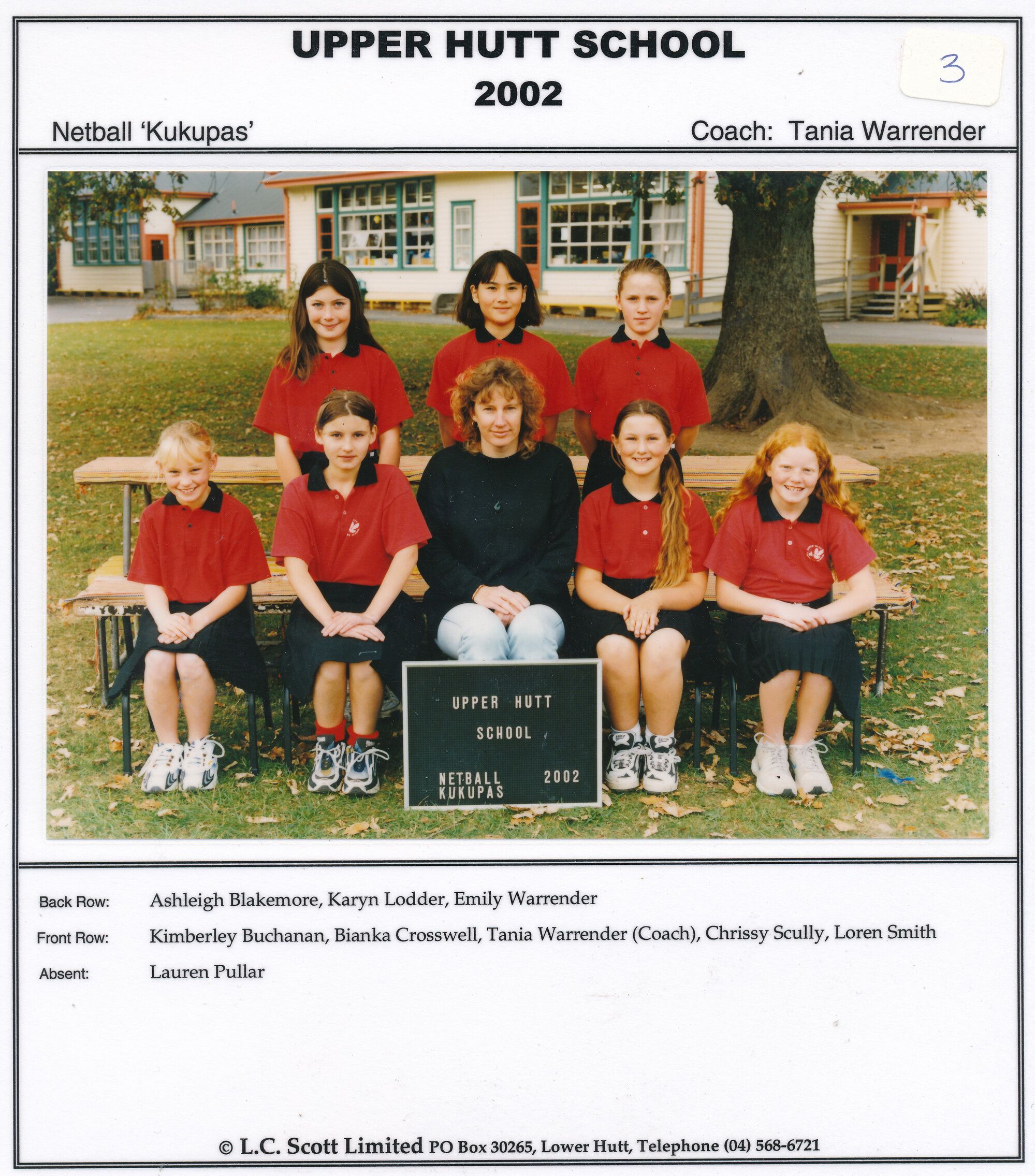 Upper Hutt School, Netball 'Kukupas'; 2002