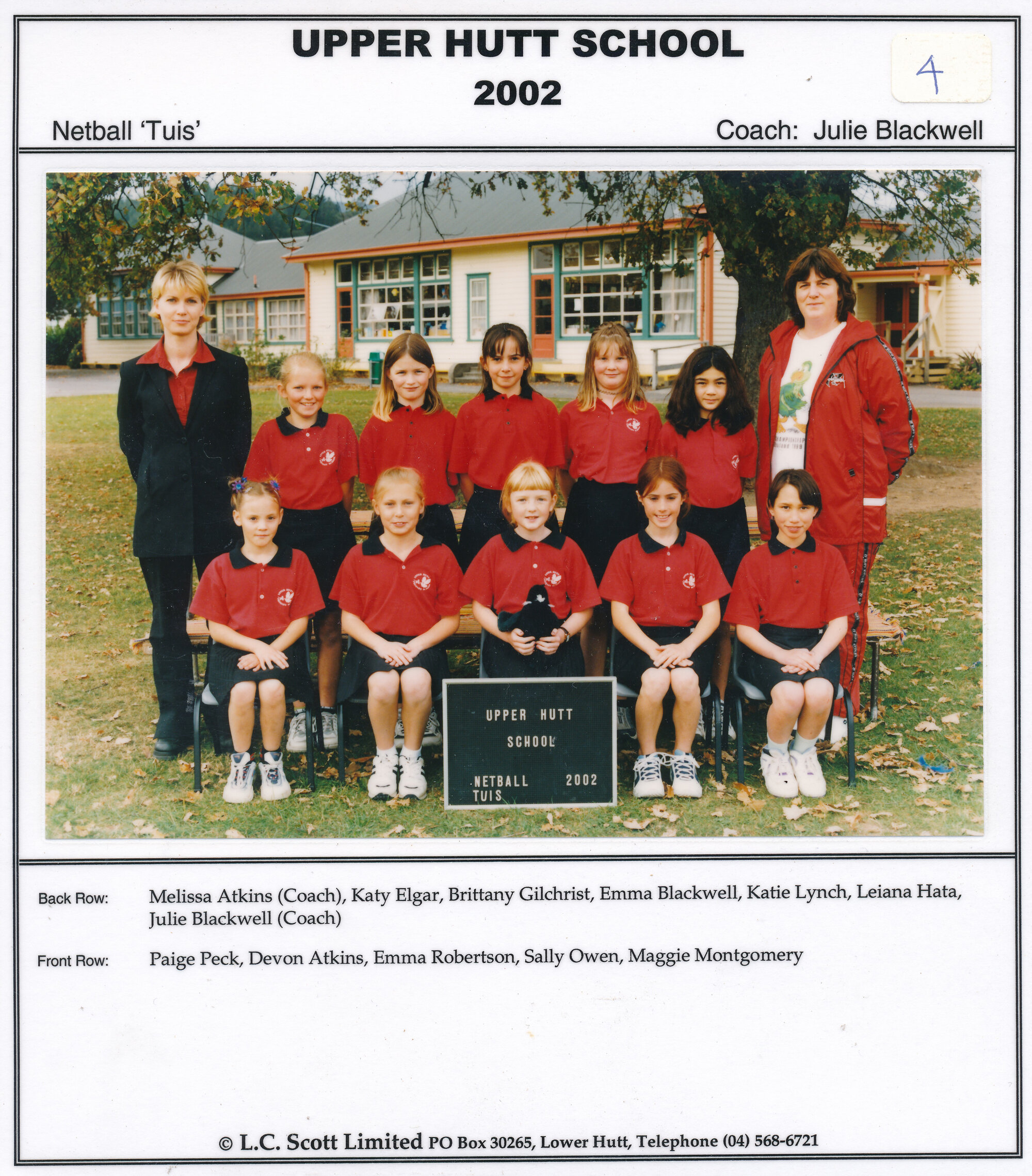 Upper Hutt School, Netball 'Tuis'; 2002