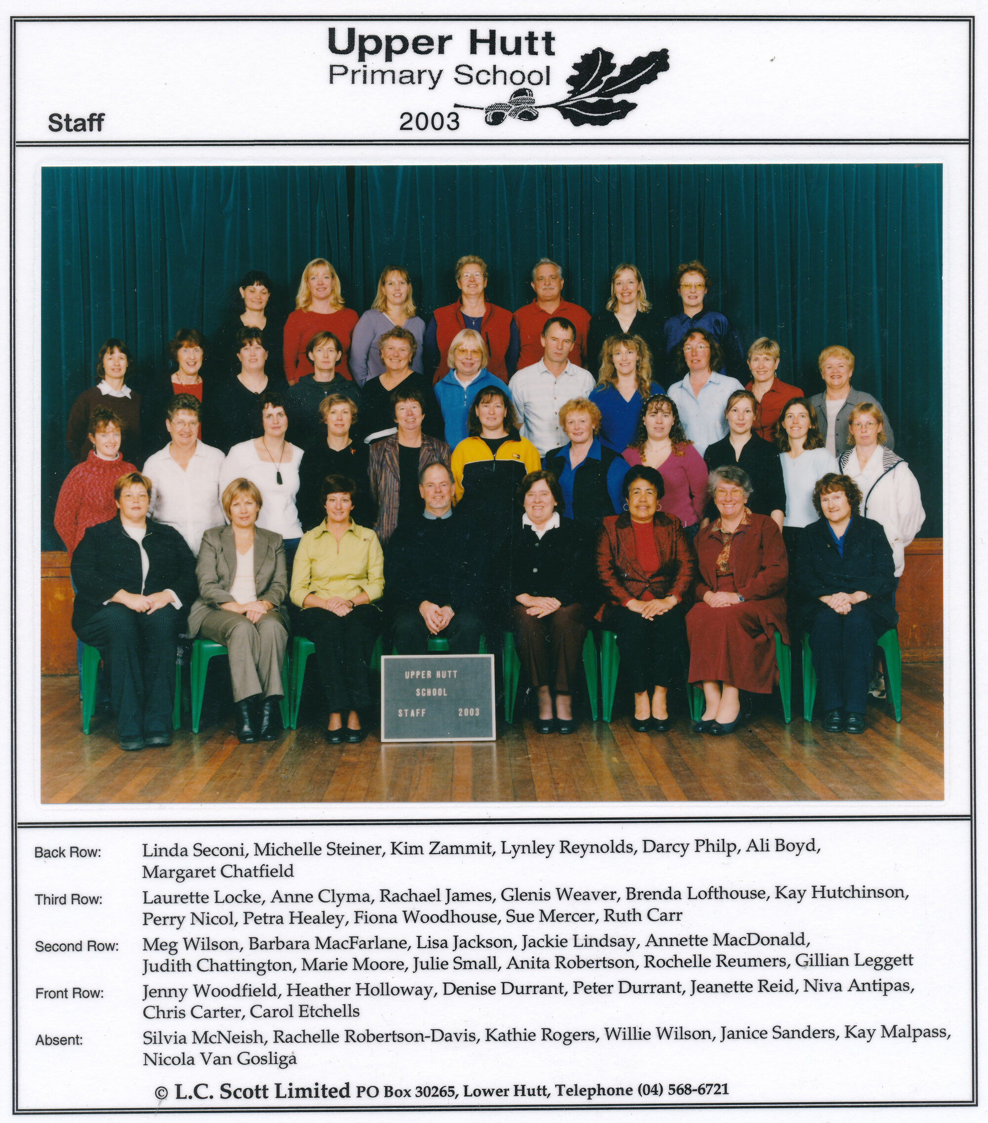 Upper Hutt School, Staff; 2003
