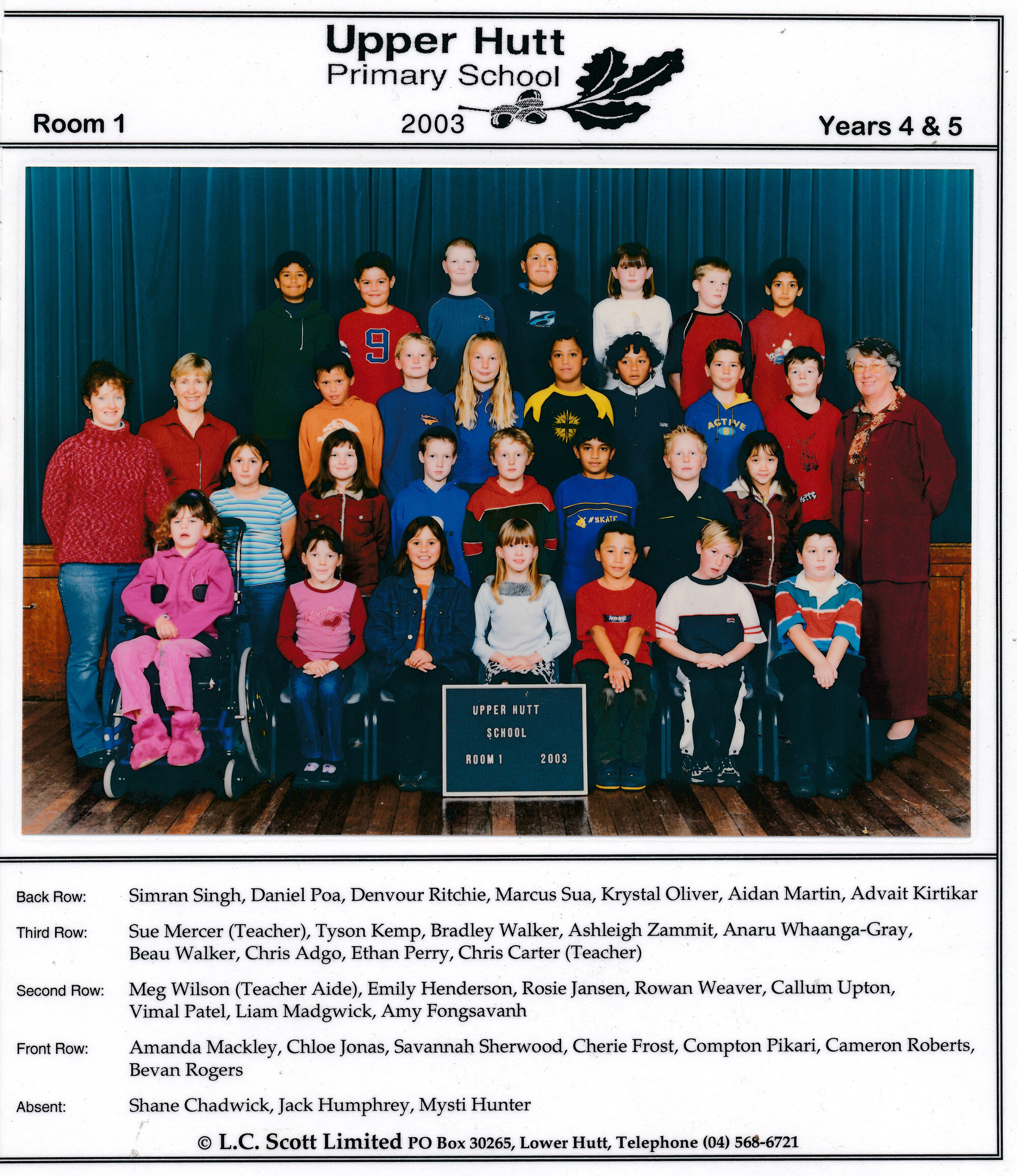 Upper Hutt School, Room 1; 2003
