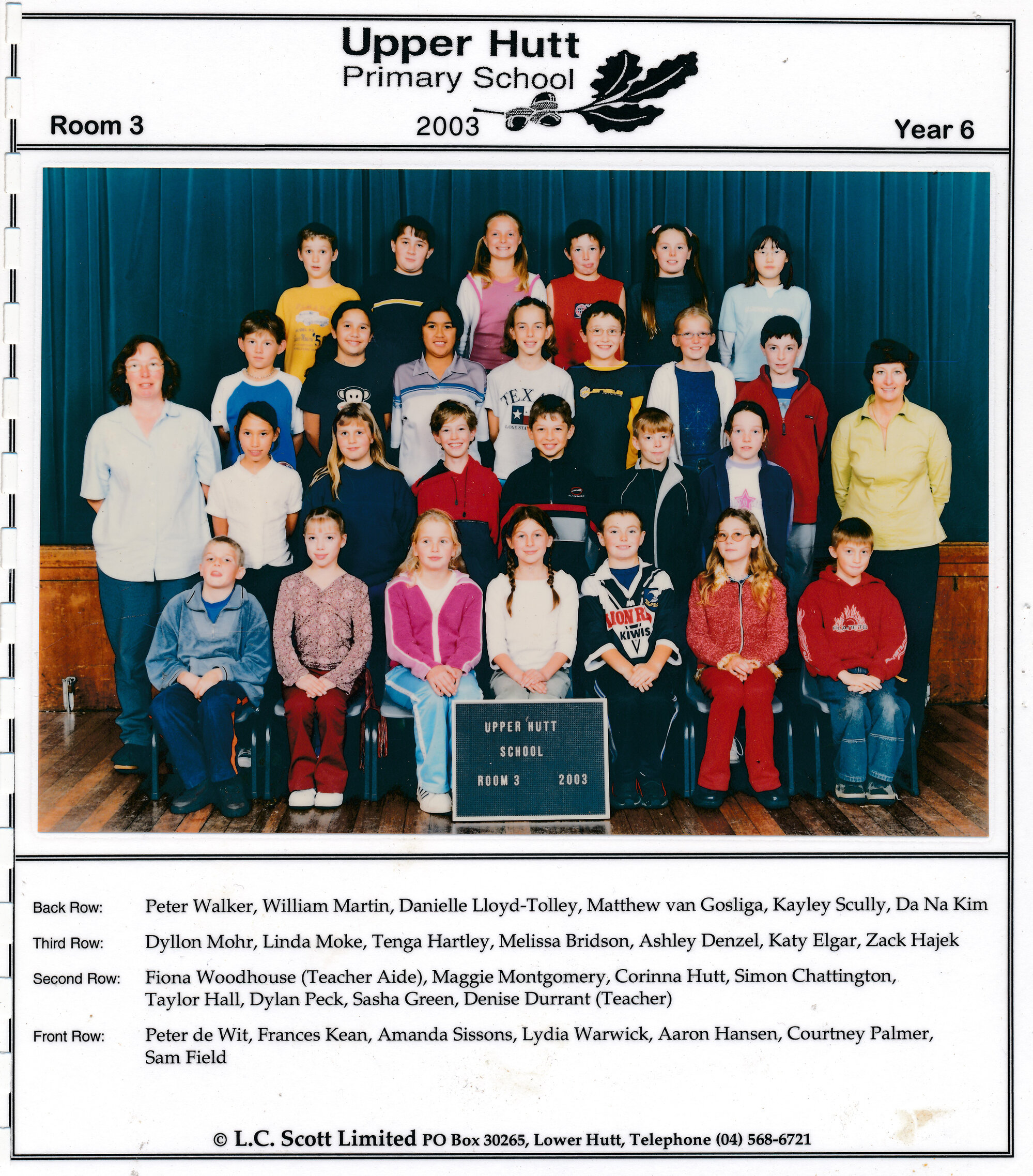 Upper Hutt School, Room 3; 2003