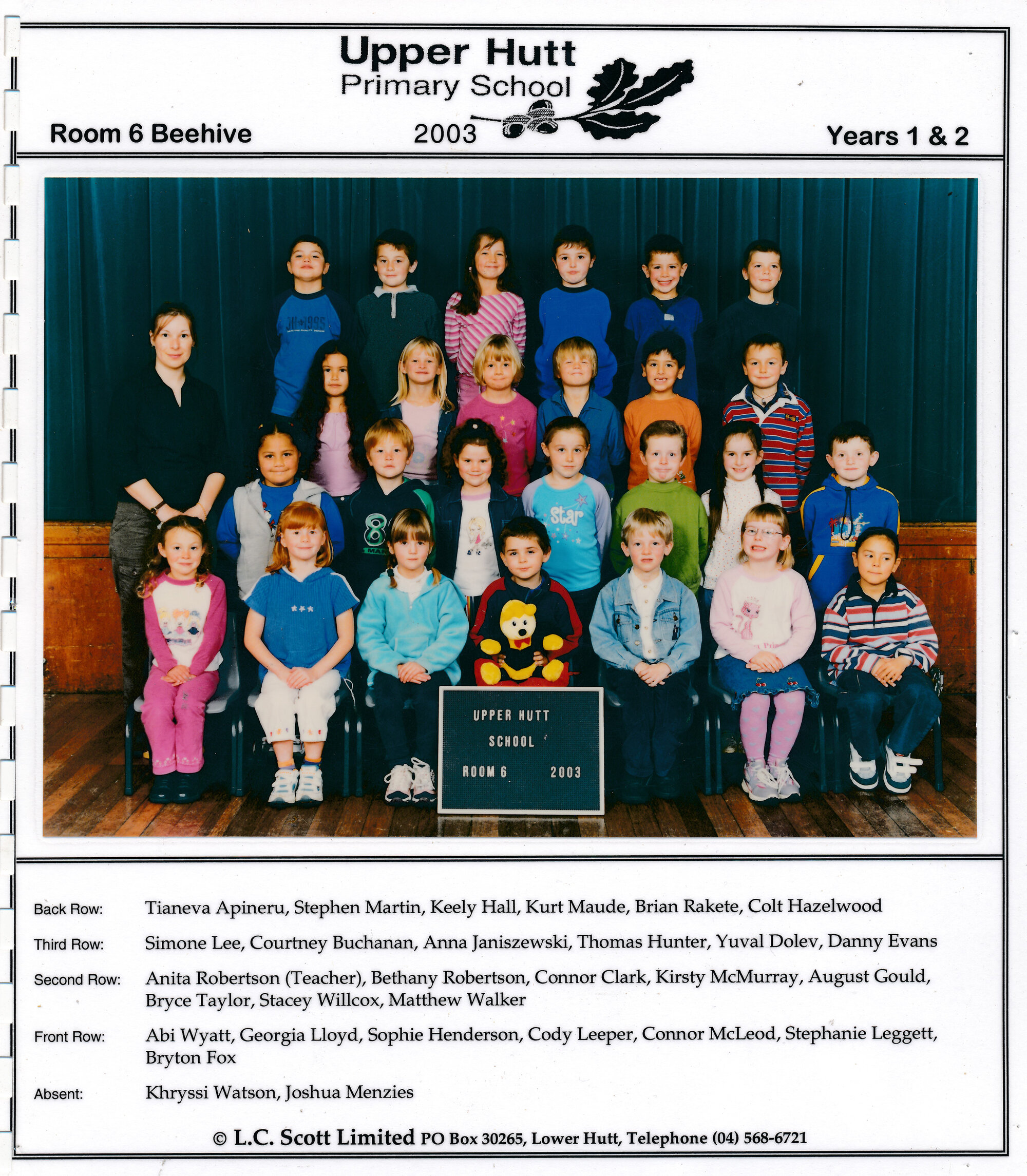 Upper Hutt School, Room 6; 2003