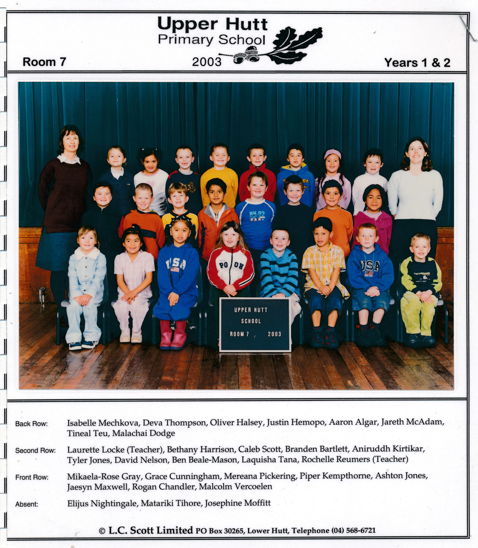 Upper Hutt School, Room 7; 2003