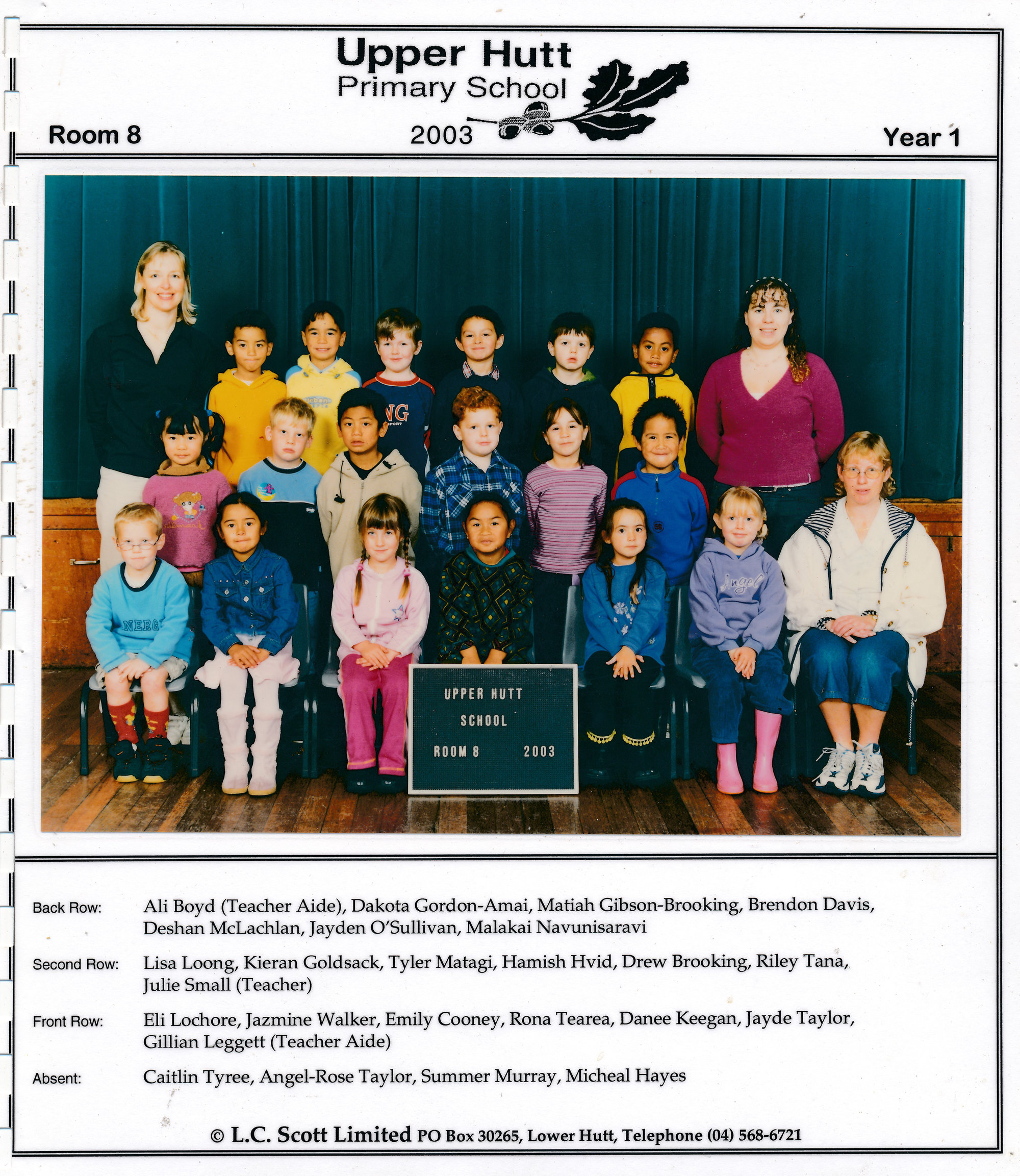 Upper Hutt School, Room 8; 2003